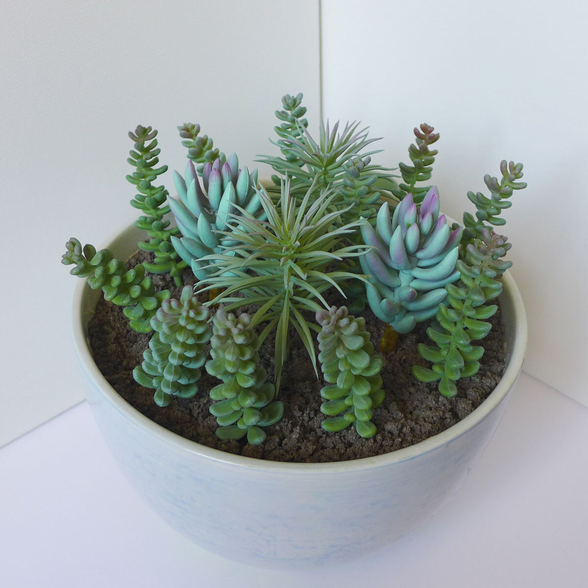 16 Pcs Artificial Plants Mini Succulents Gray Yacon Grass (#12)
