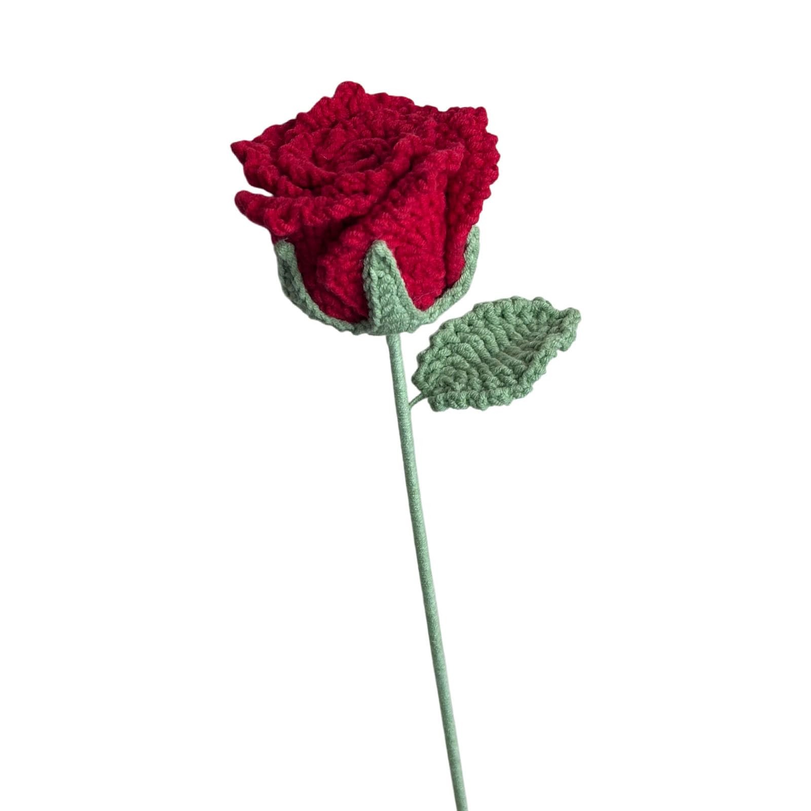 Crochet Rose Flower , 1 PC Handmade Red Rose Flower Bouquet, Gift for Wife Gi…
