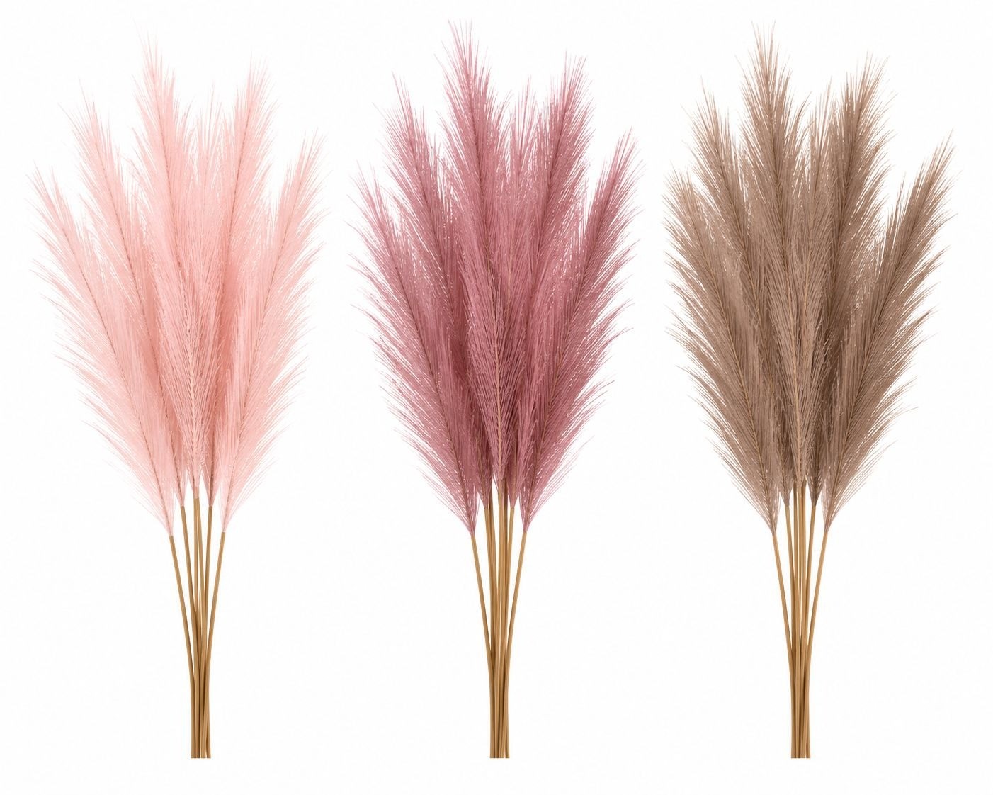 Dusty Pink Pampas Grass Decor Set of 15 Faux Pampas Stems Blush Mauve Taupe Pamp