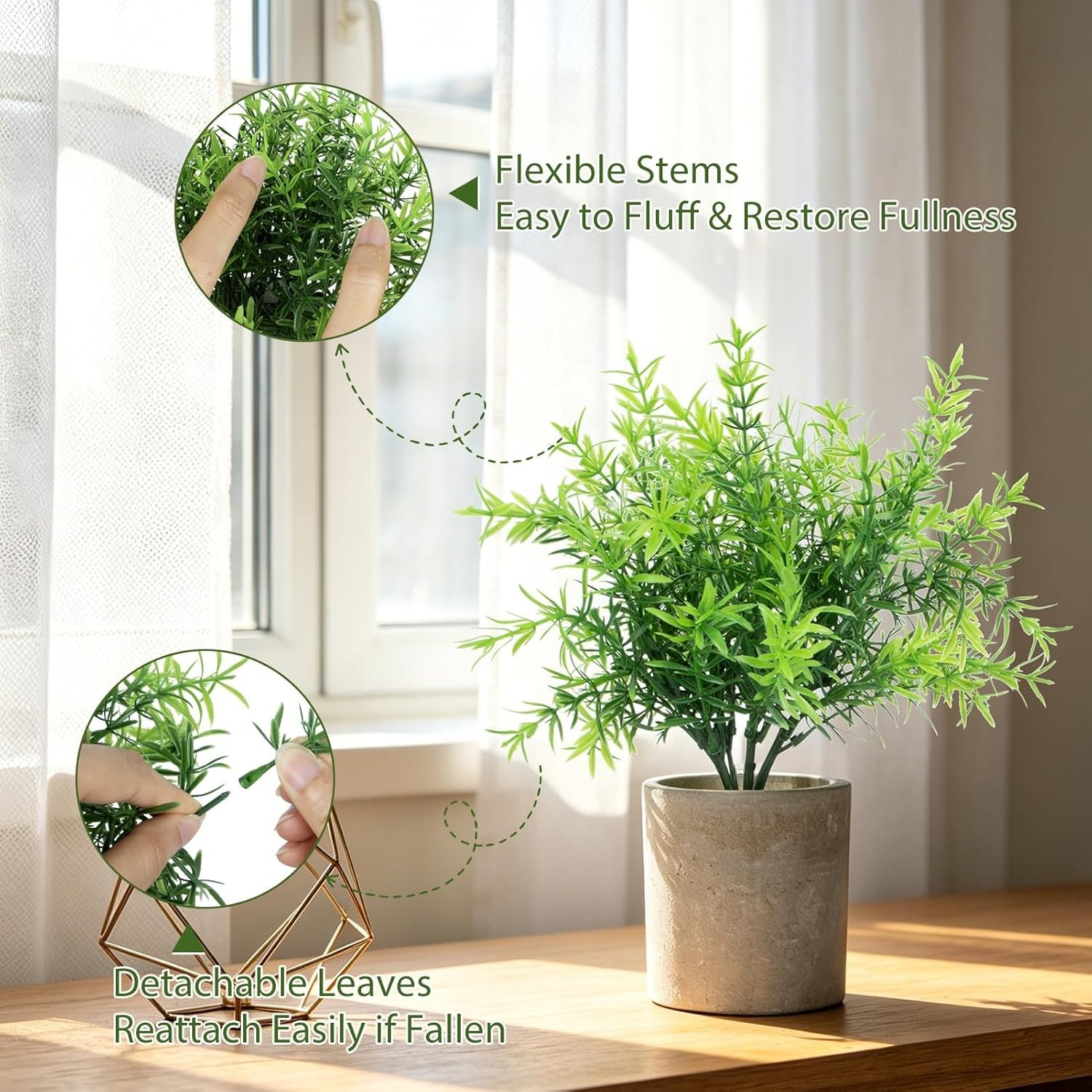 4 Pack Small Fake Plants Indoor, Mini Potted Artificial Plants Eucalyptus Ros…