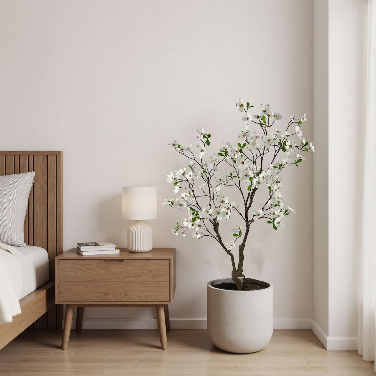 5Ft Artificial White Dogwood Potted Flowering Tree | Application: Elegant Faux F
