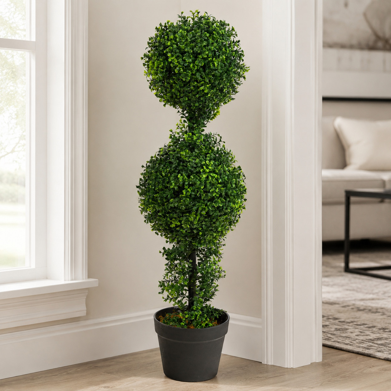 34″ Boxwood Double Ball Topiary Artificial Tree