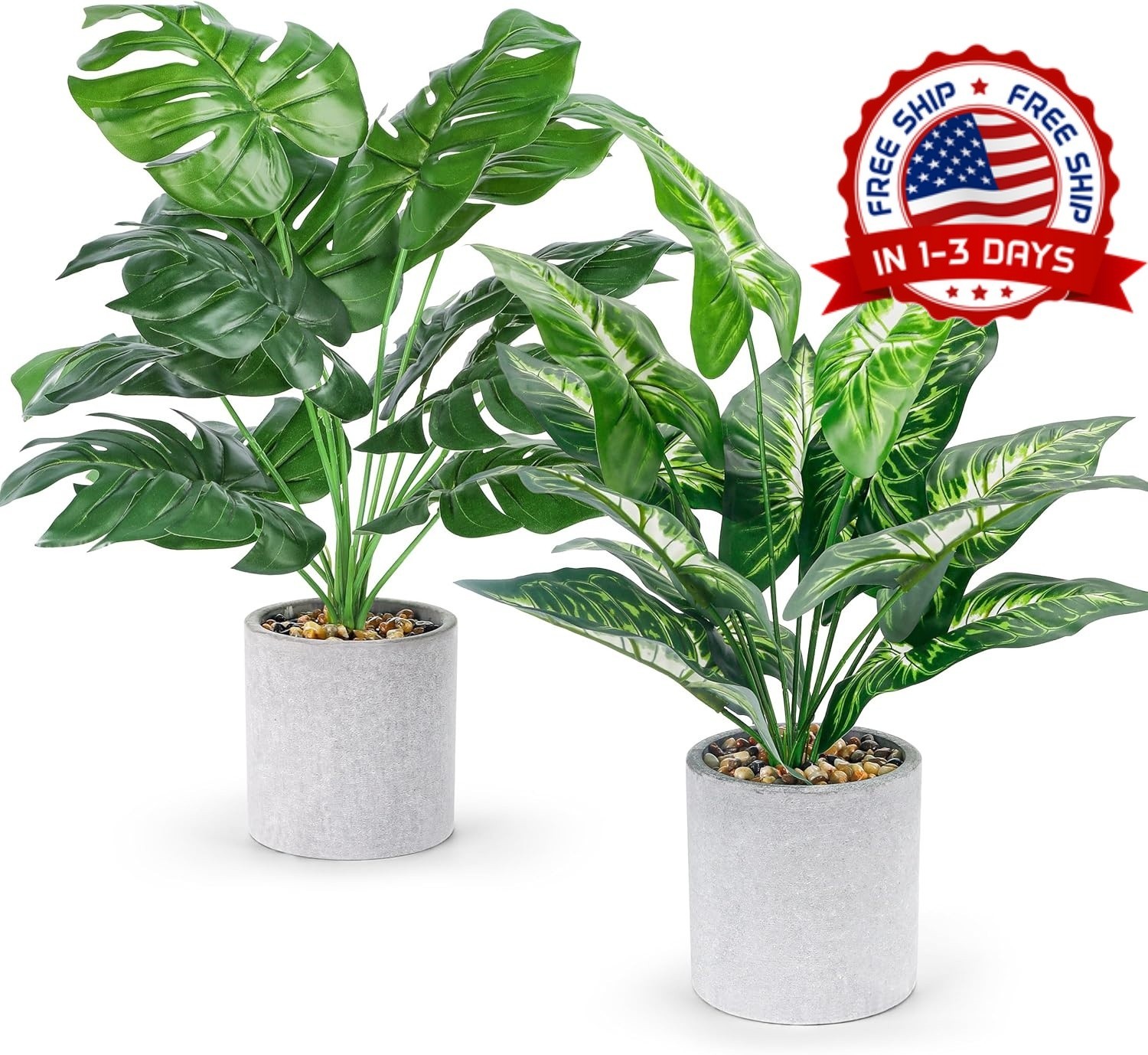 2pcs Plantas falsas 16 in artificiales de interior para mesa oficina y casa