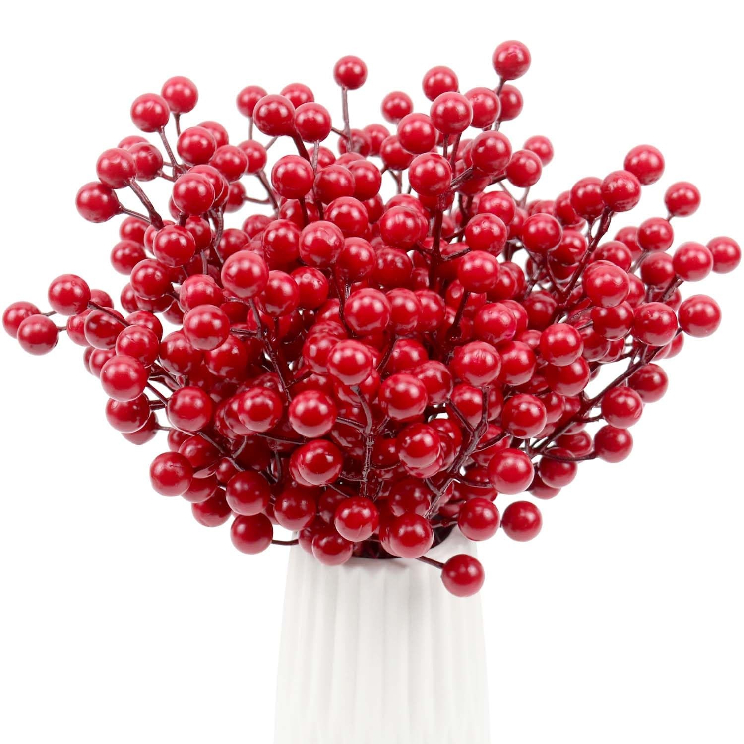 30 Pack Red Berry Stems, Artificial Holly Berries for Christmas Tree Picks De…