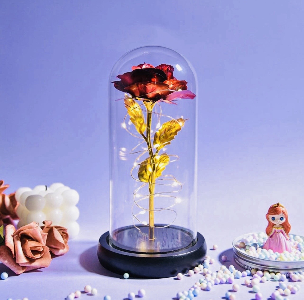 Brand New – Crystal Galaxy Enchanted LED Glass Forever Rose Home Decoration Gift