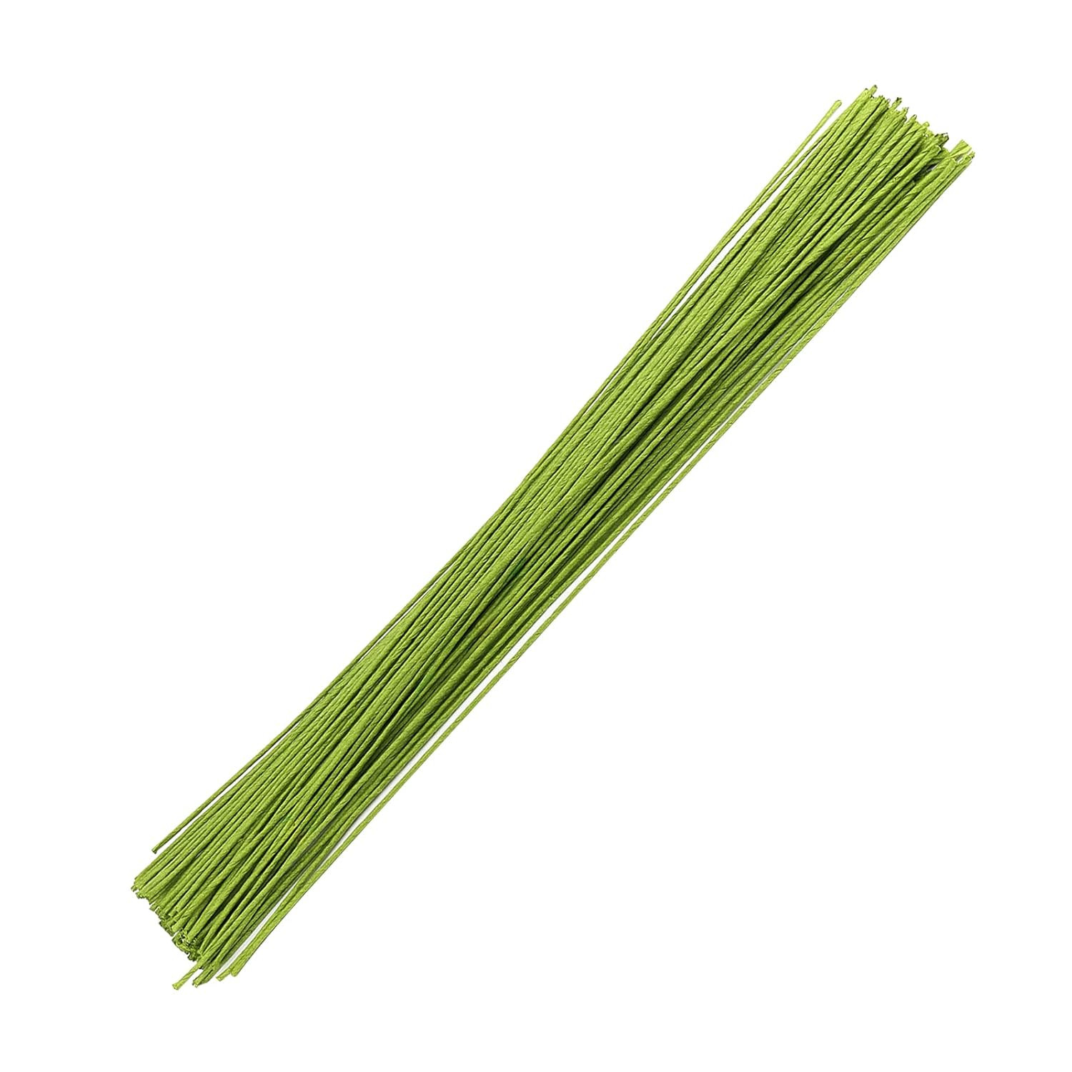 500 Counts 16 Inch Green Floral Stem Wire, 14 Gauge 2MM Paper Wrapped Covered Fl