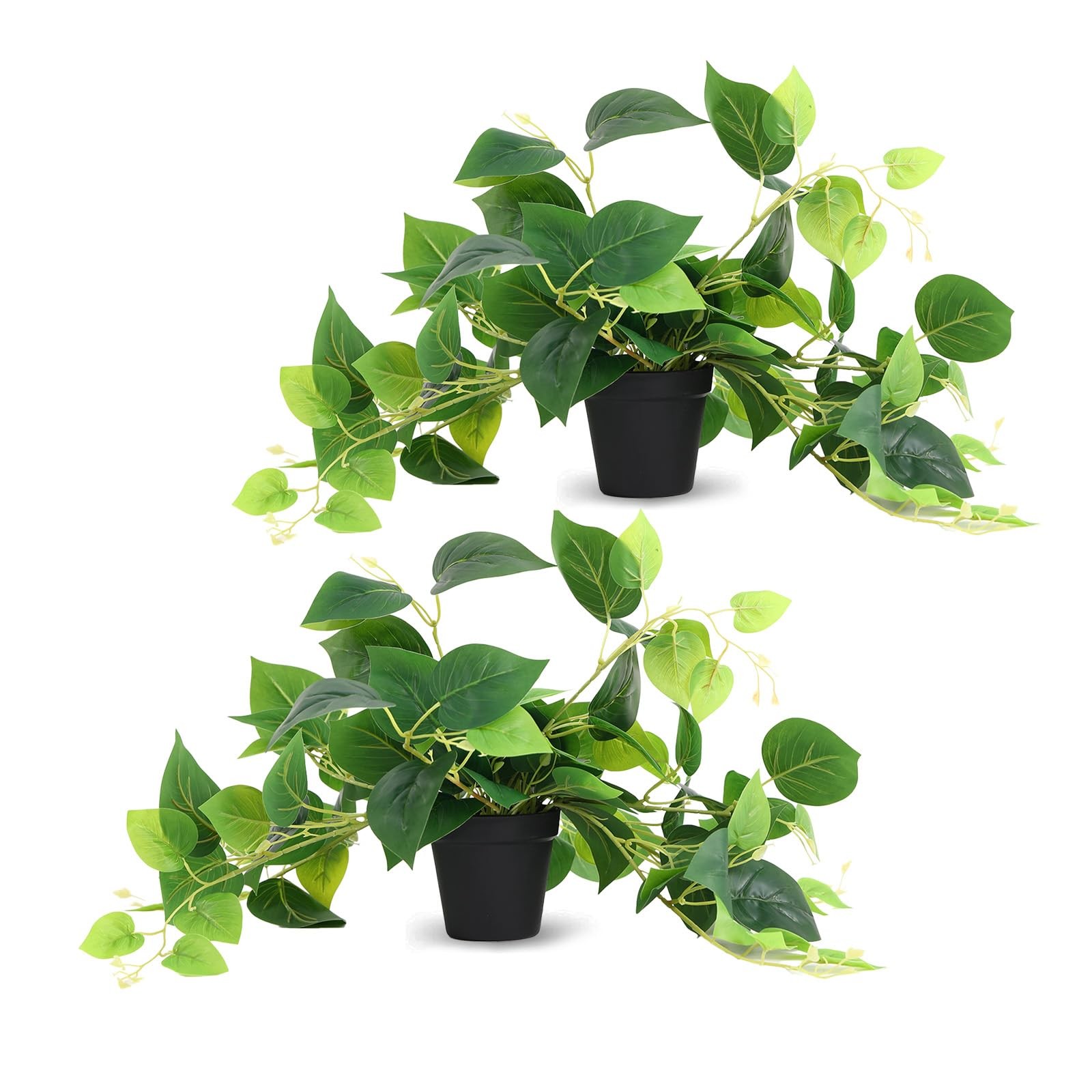Best Tiita 2 Pack Fake Plants Artificial Scindapsus Aureus in Pots, Realistic