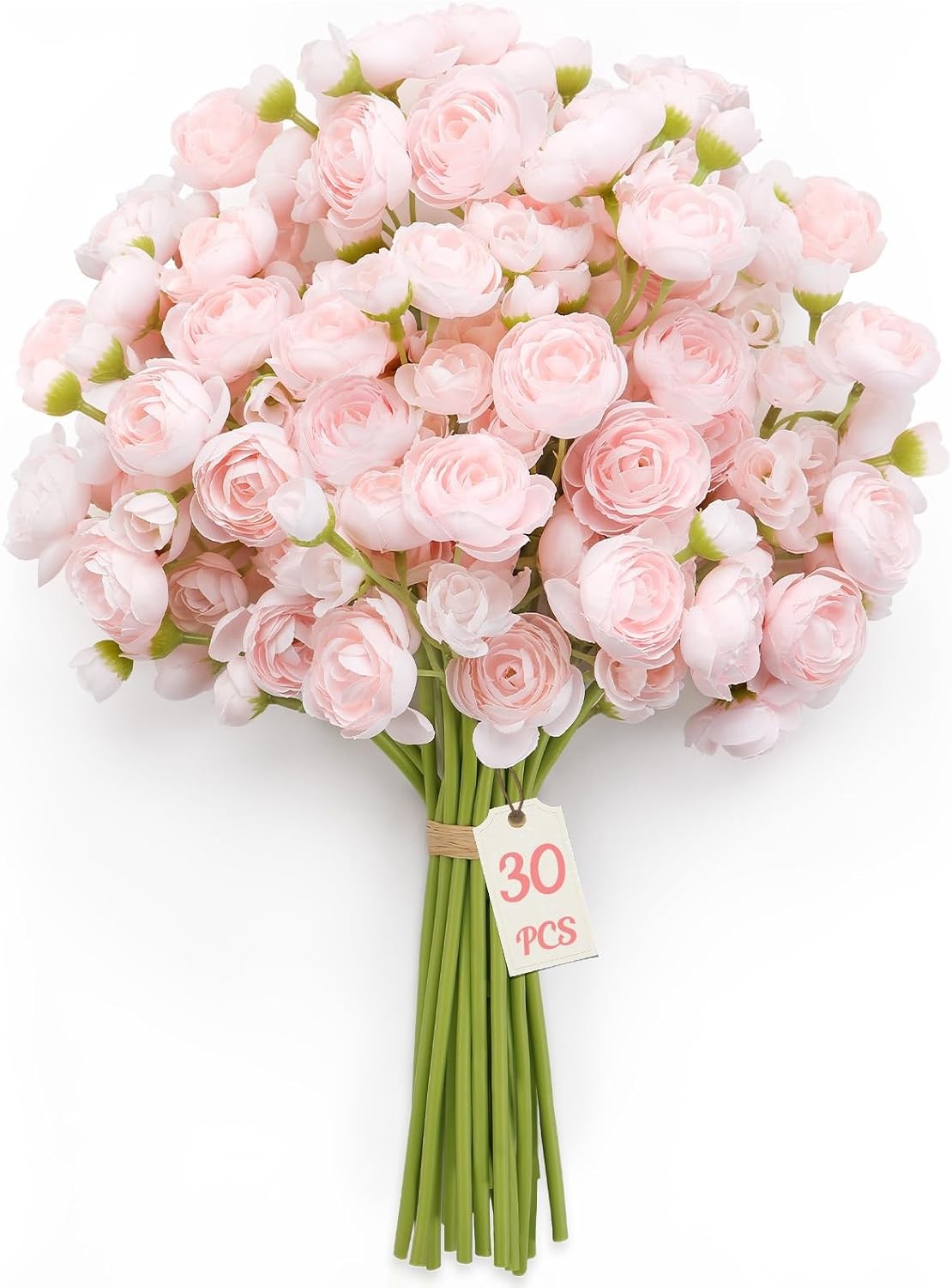 30 Pcs Mini Ranunculus Flowers, Silk Faux Bulk Wedding Filler DIY Decor