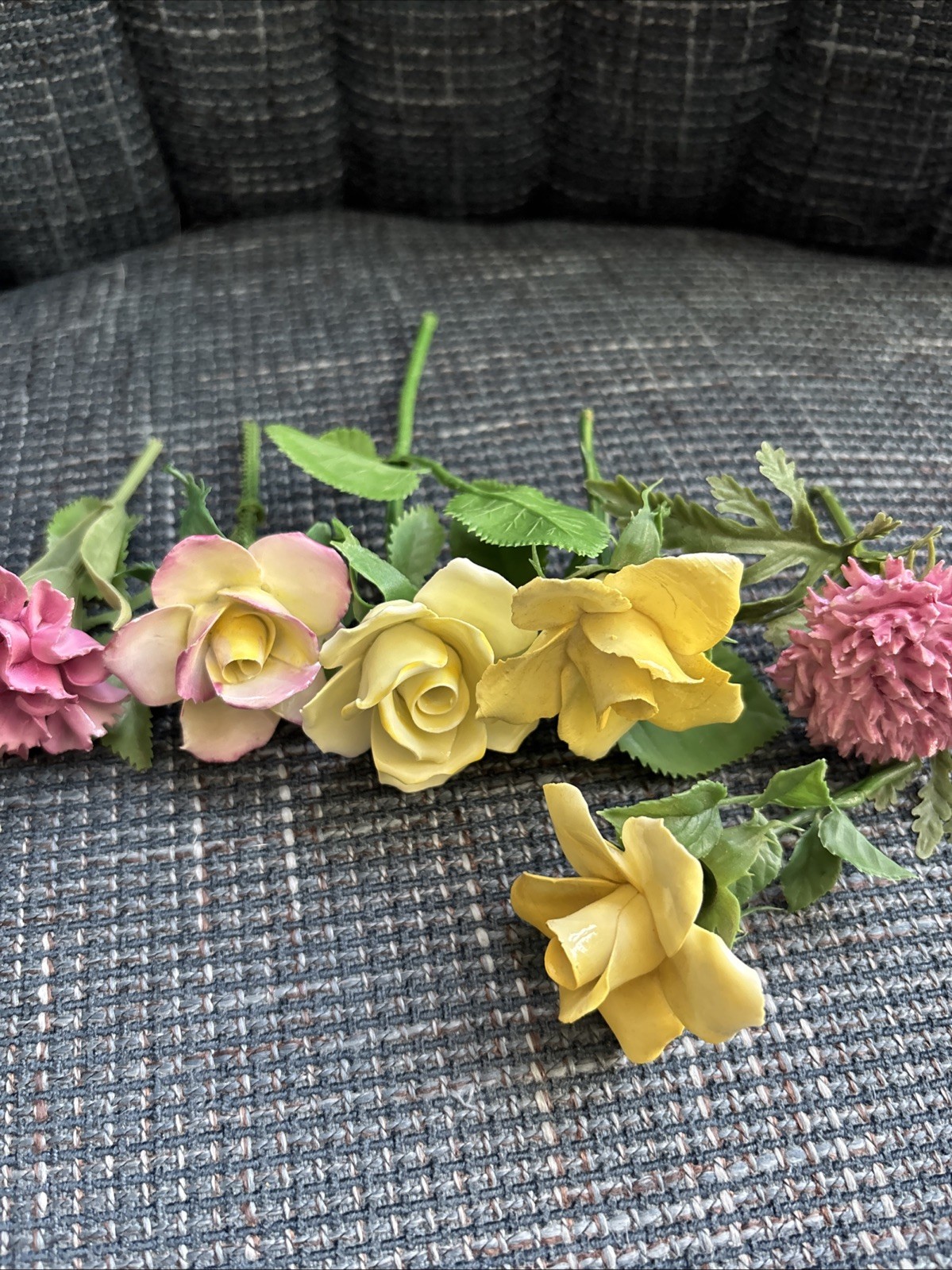 VTG Fine Bone China Flowers Crysanthemum & Yellow Rose Mixed Handmade Realistic