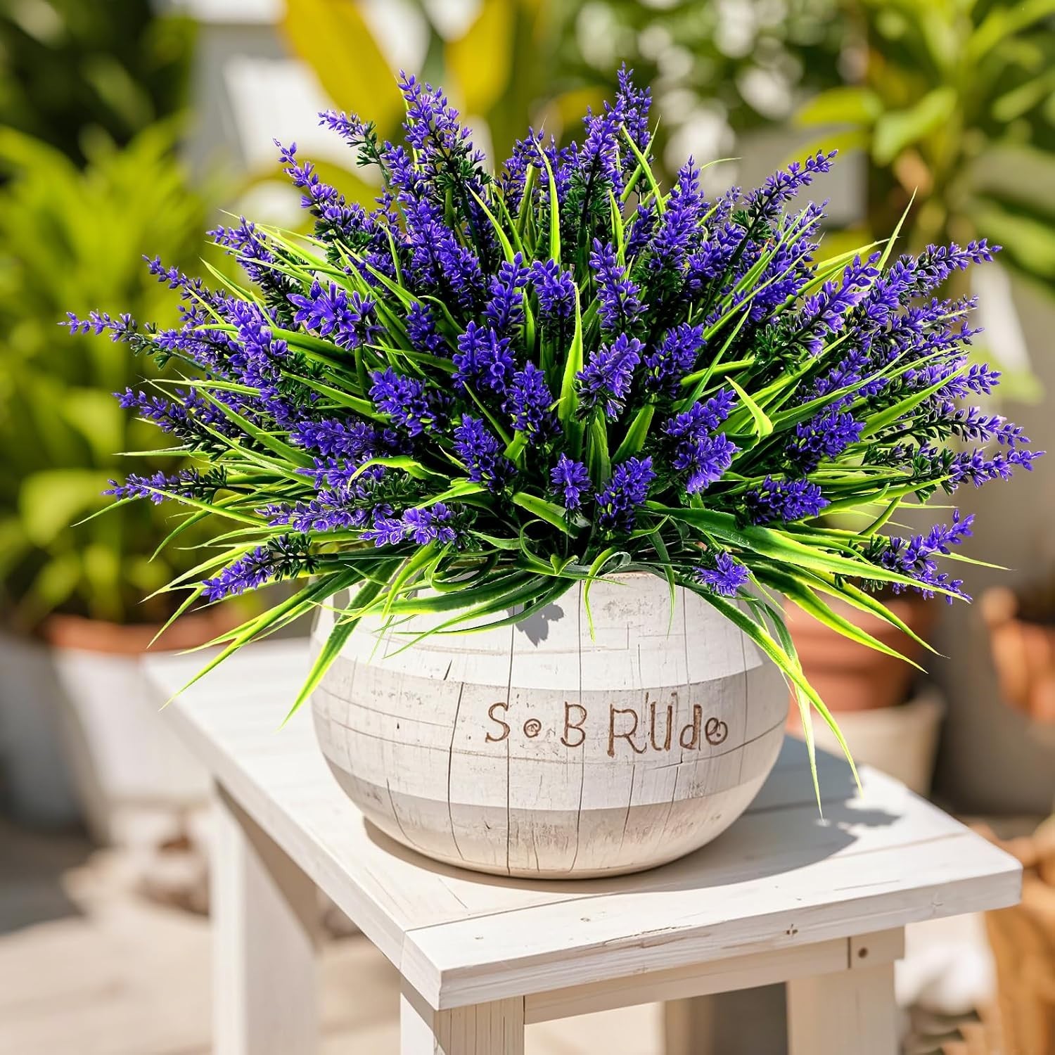 Artificial Plants Flowers Outdoor – 48 Bundles UV Resistant Faux Lavender Flo…