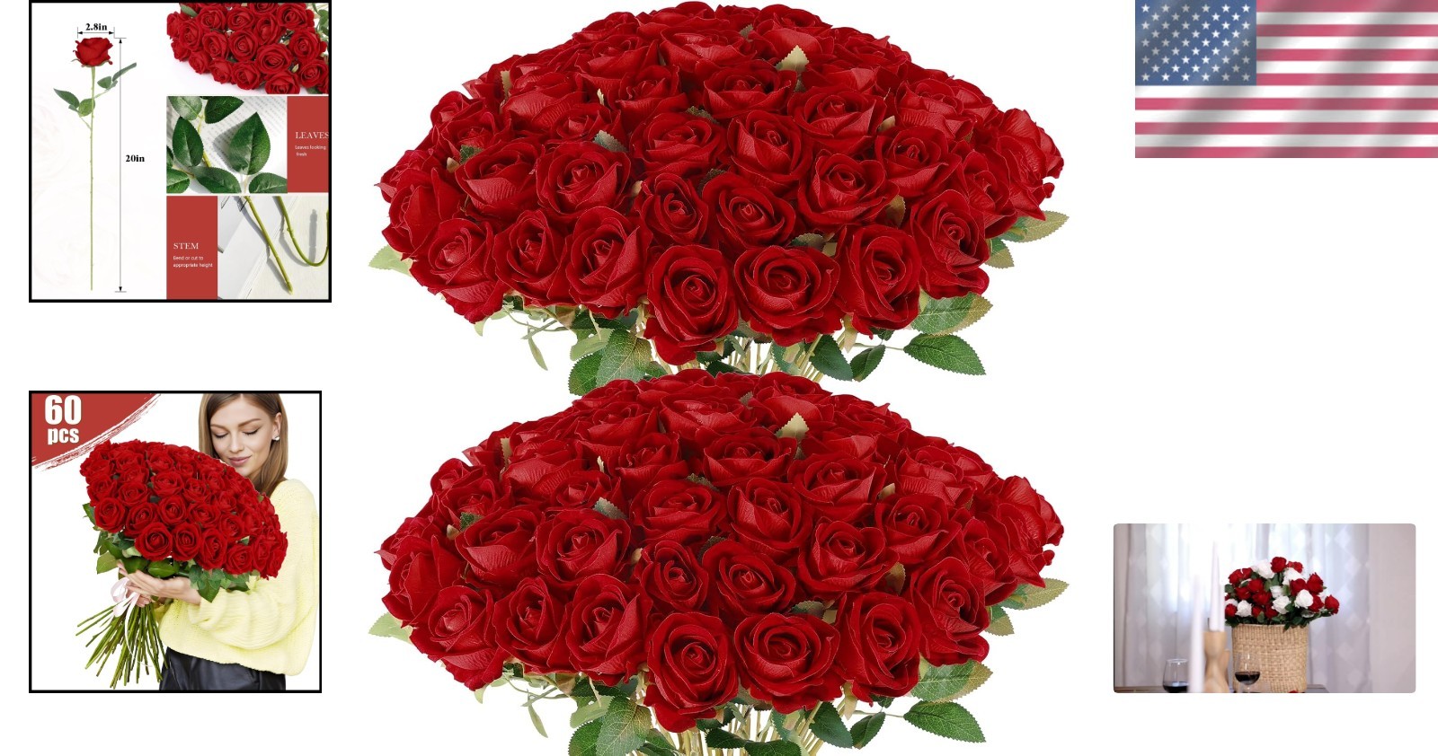 Stunning 120 Count Silk Velvet Artificial Roses for Weddings & Special Events