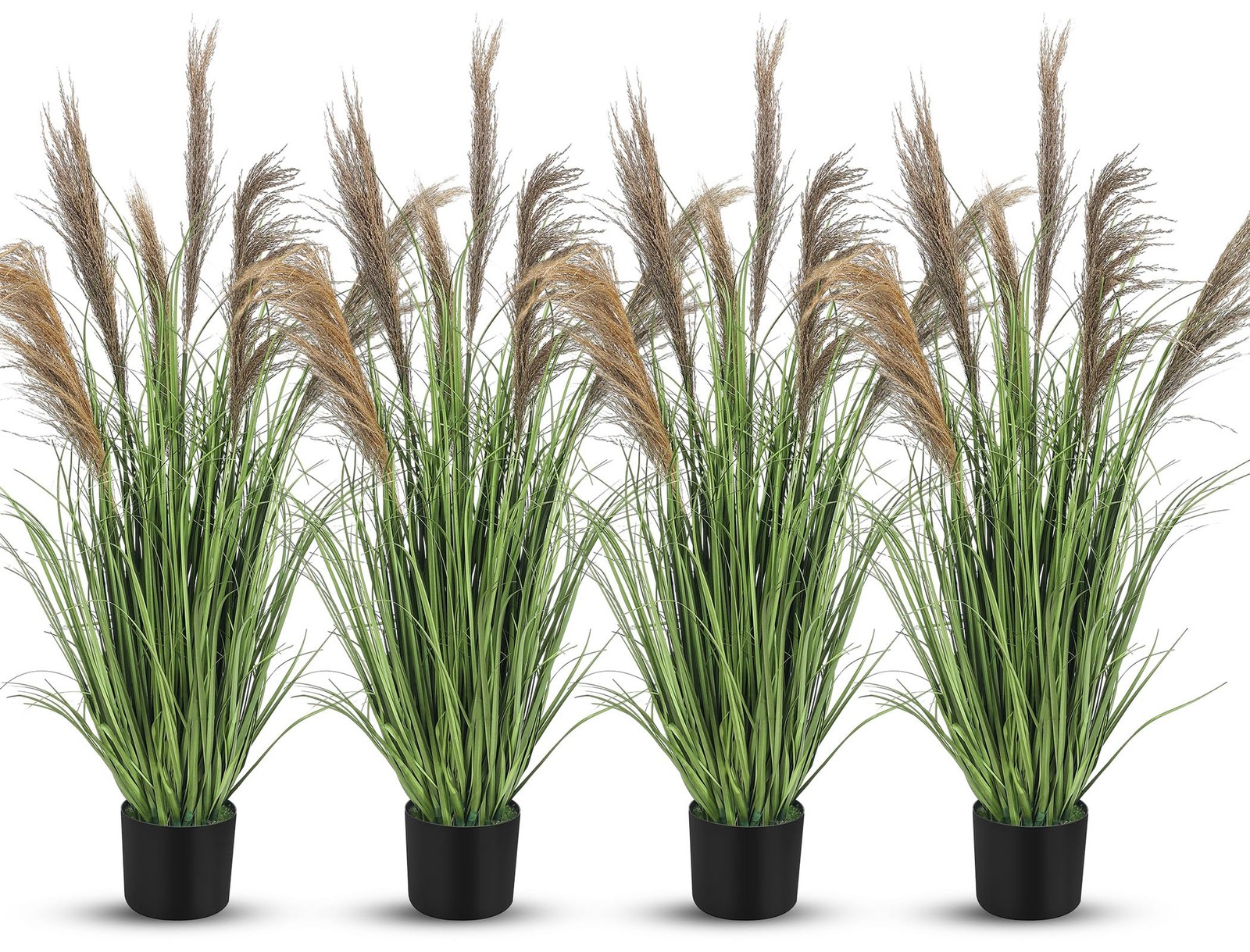 4 Pcs Pampas Grass Potted Plants 4 ft Tall Artificial Grass Potted Artificial…
