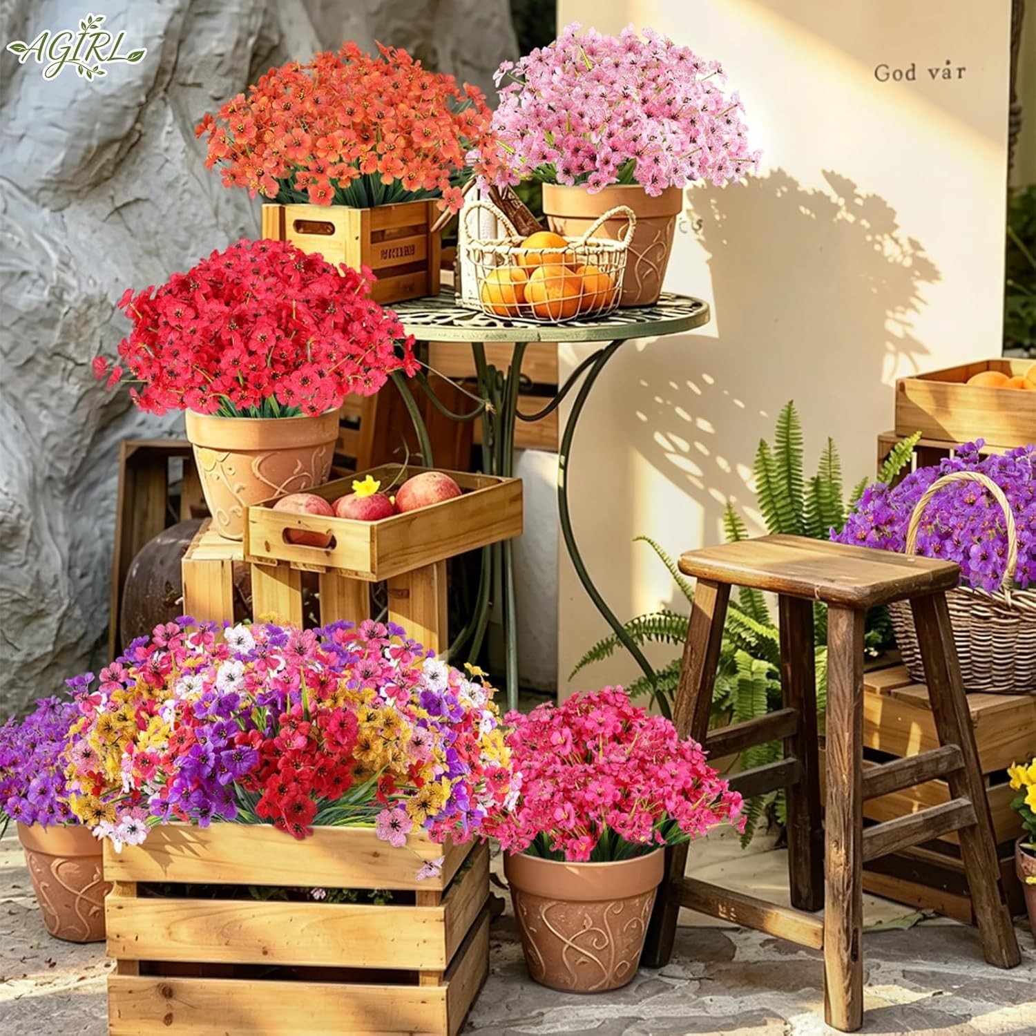24 Bundles of UV-Resistant Artificial Flowers – Vibrant Outdoor & Indoor Decor