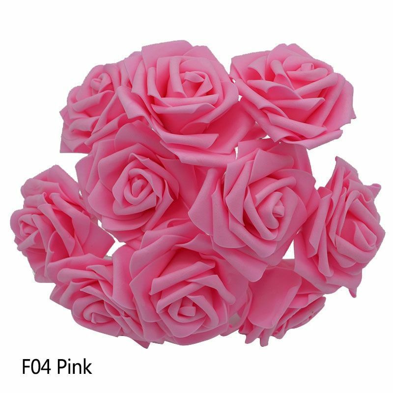 25 Heads 8CM Colorful Artificial PE Foam Rose Flowers Bride Home Bouquet Decor