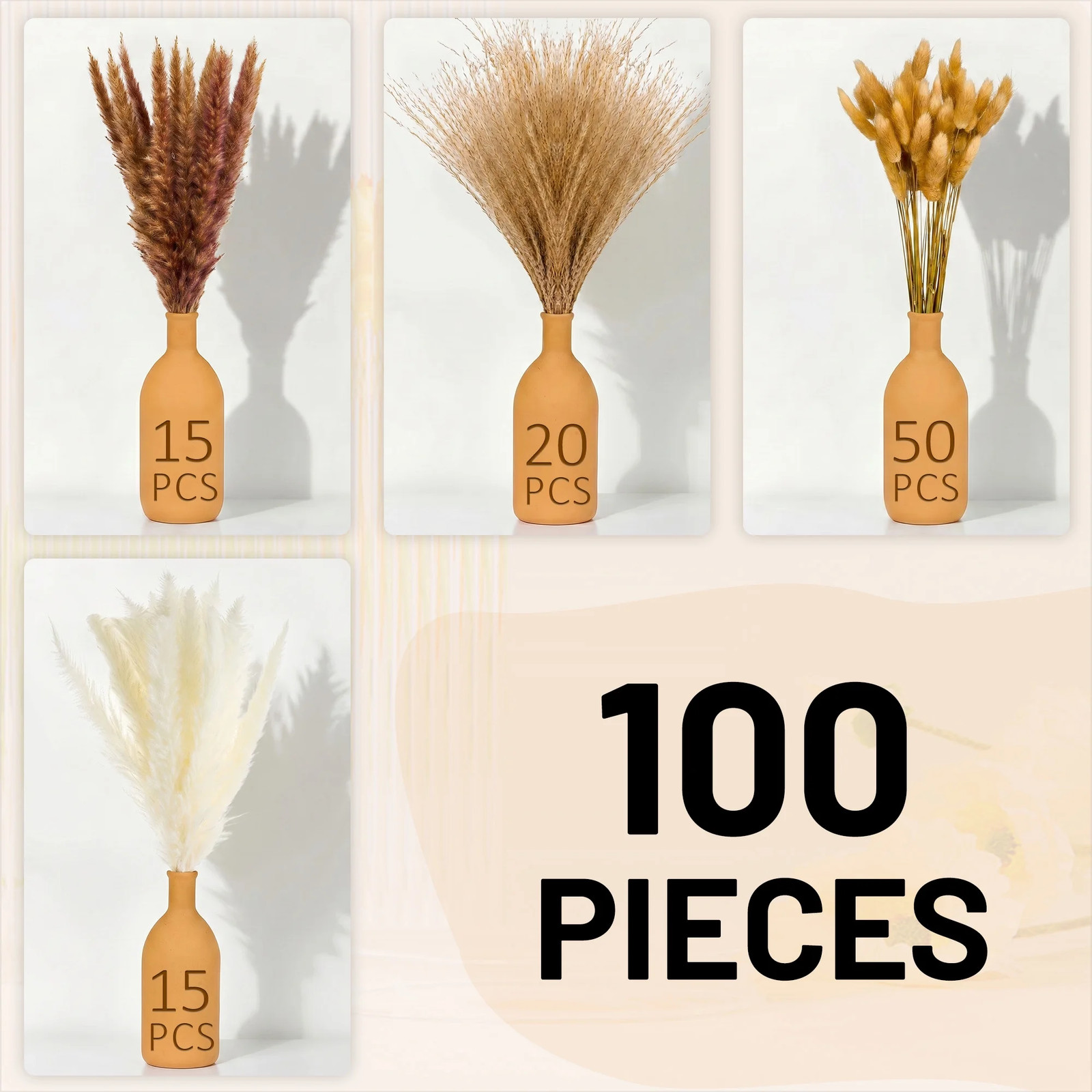 Pampas Grass Boho Decor 100 PCS UNOPENED/SEALED