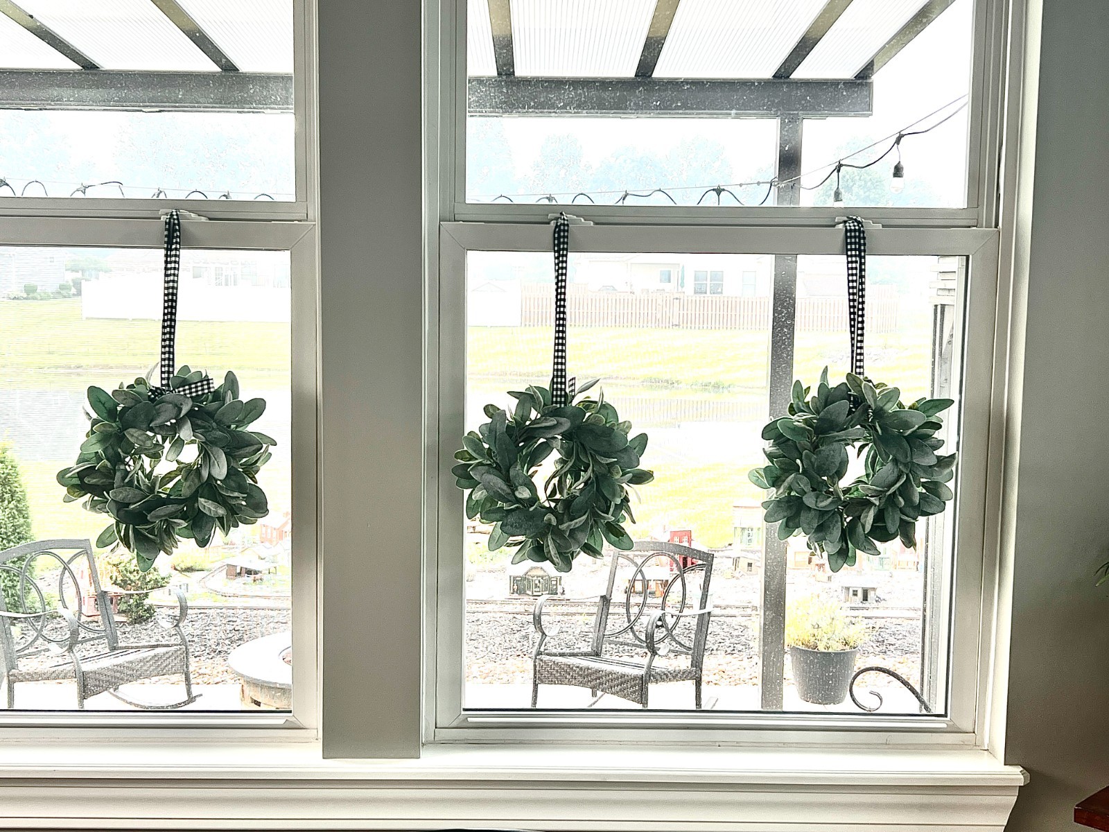 Beautiful set of 3 12″ Lambs Ear Wreath, Window Decor, Farmhouse Decor