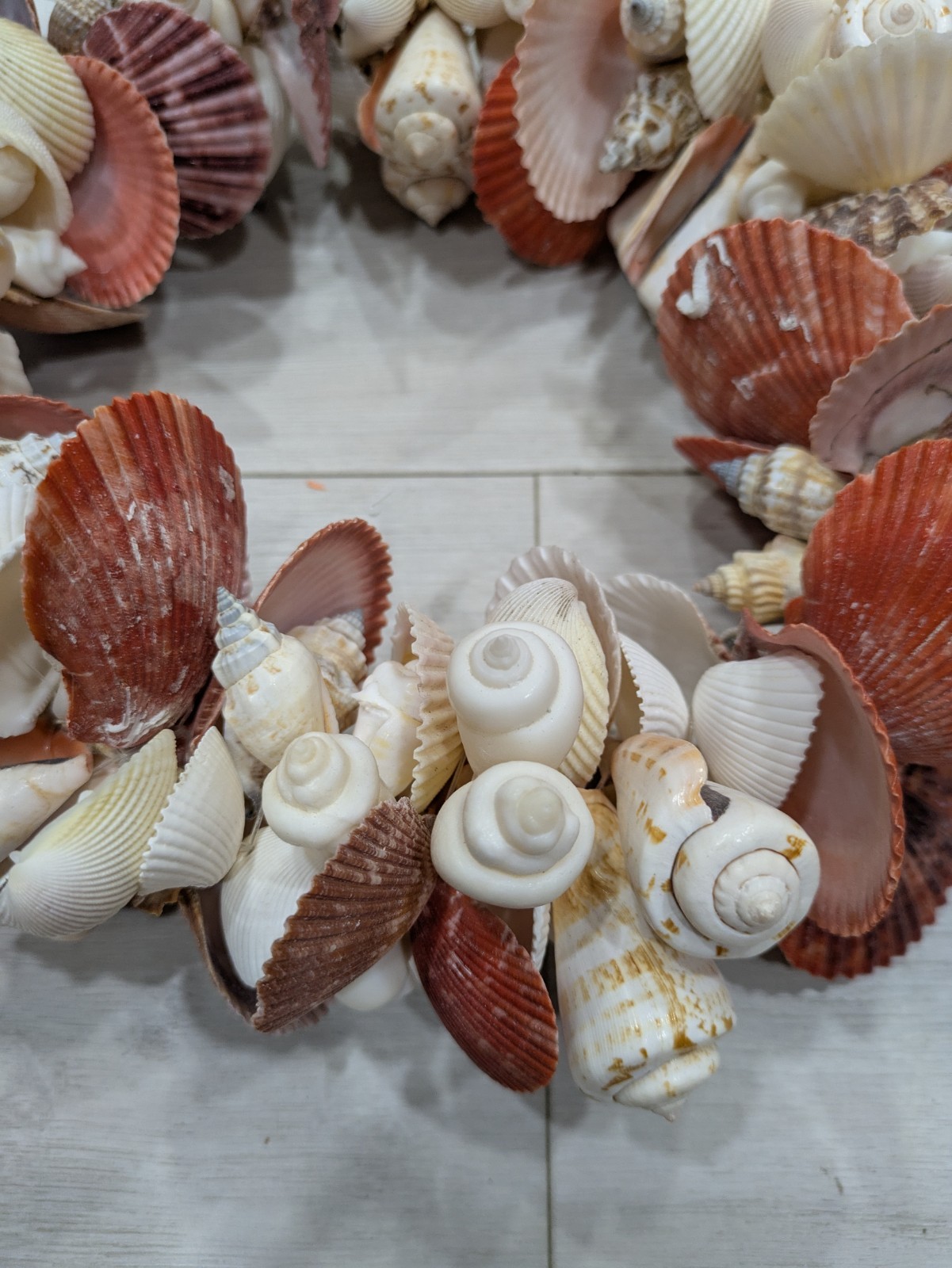 Seashell Door Wreath Beach Cottage Nautical Ocean Coastal Heavy 12″ w Starfish