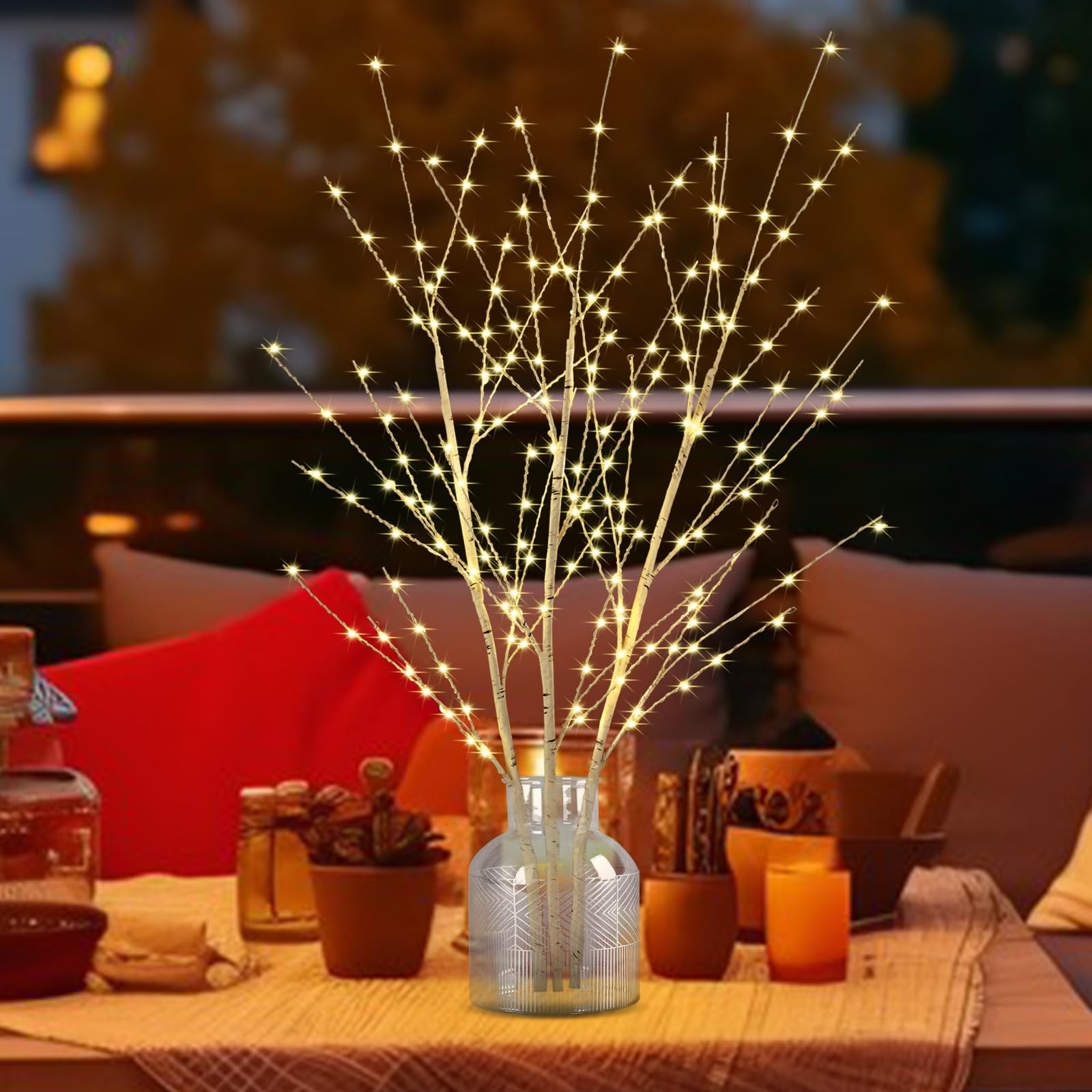 Lighted Birch Branches Plug in with Timer 33IN 180 LED Lights, Twinkling Ligh…
