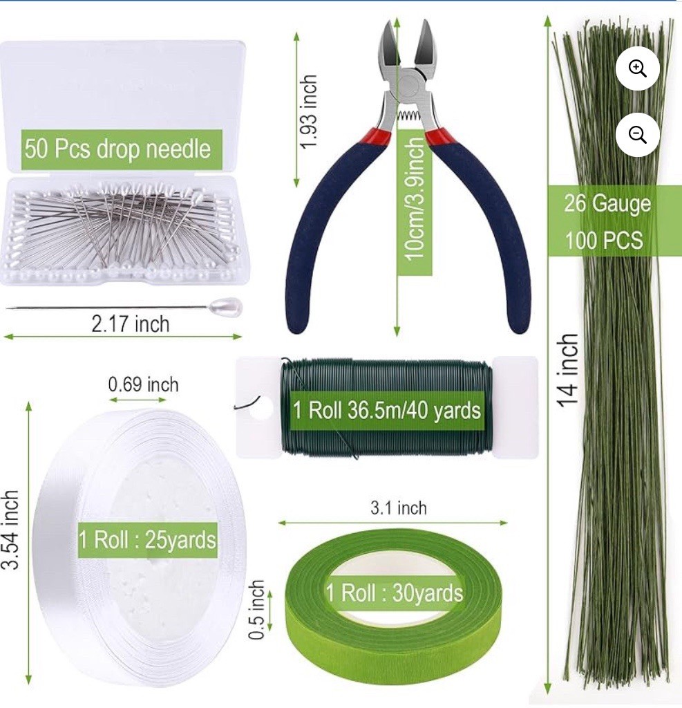 Floral Arrangement Kit, Green Floral Tape Floral Stem Wire Floral Wire Boutonnie