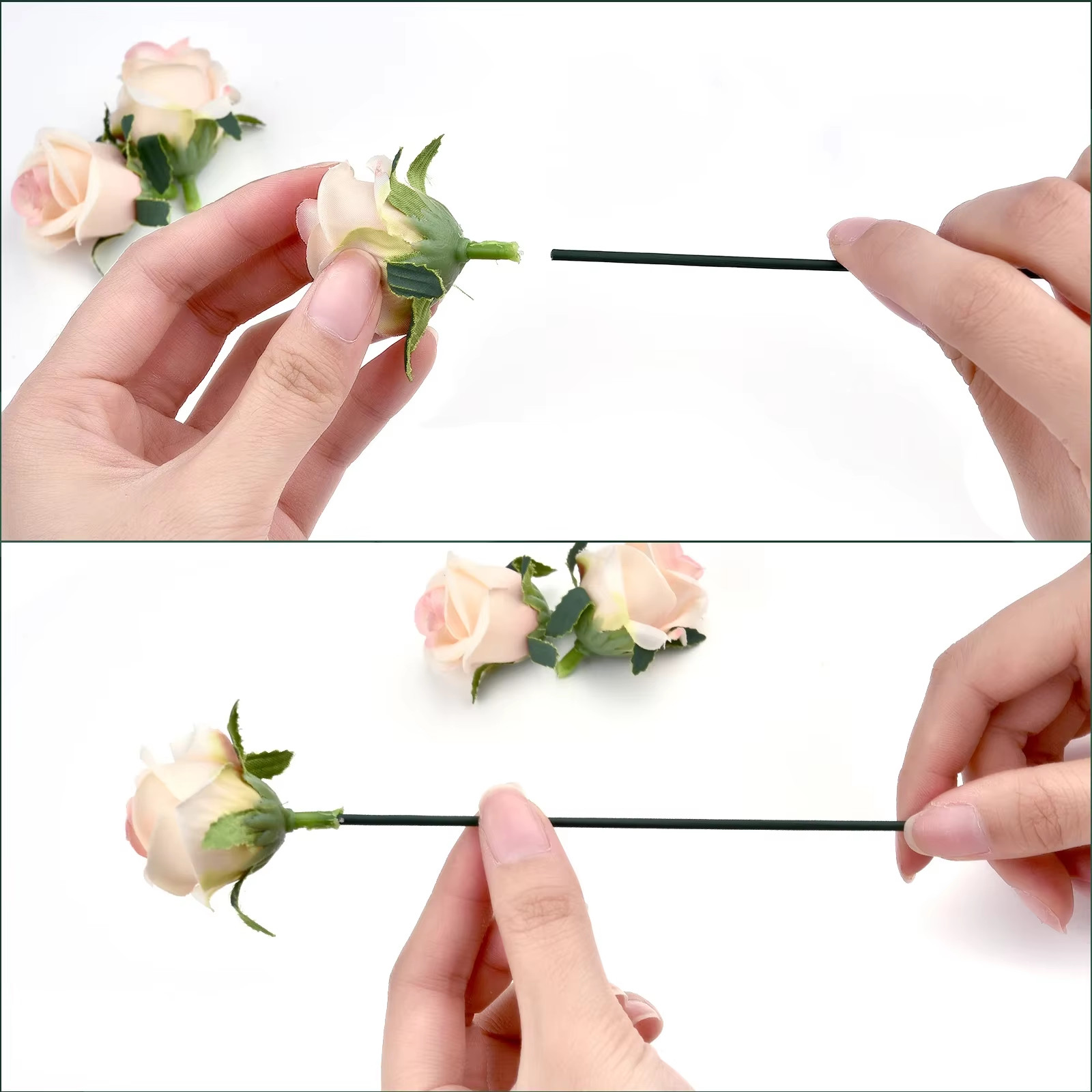 50Pcs 15/20/25/30/40Cm Artificial Green Flower Stems DIY Floral Material Handmad