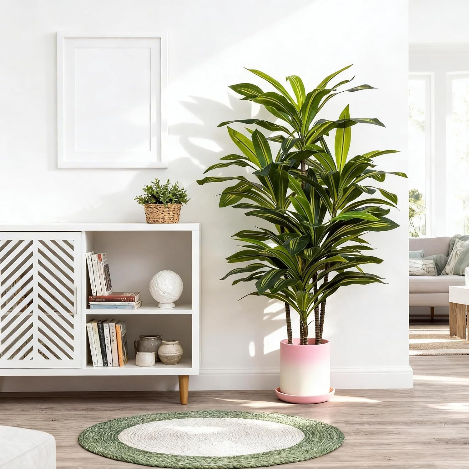 4ft Dracaena Artificial Plant – Large Tropical Indoor Fake Tree with Lifelike Le