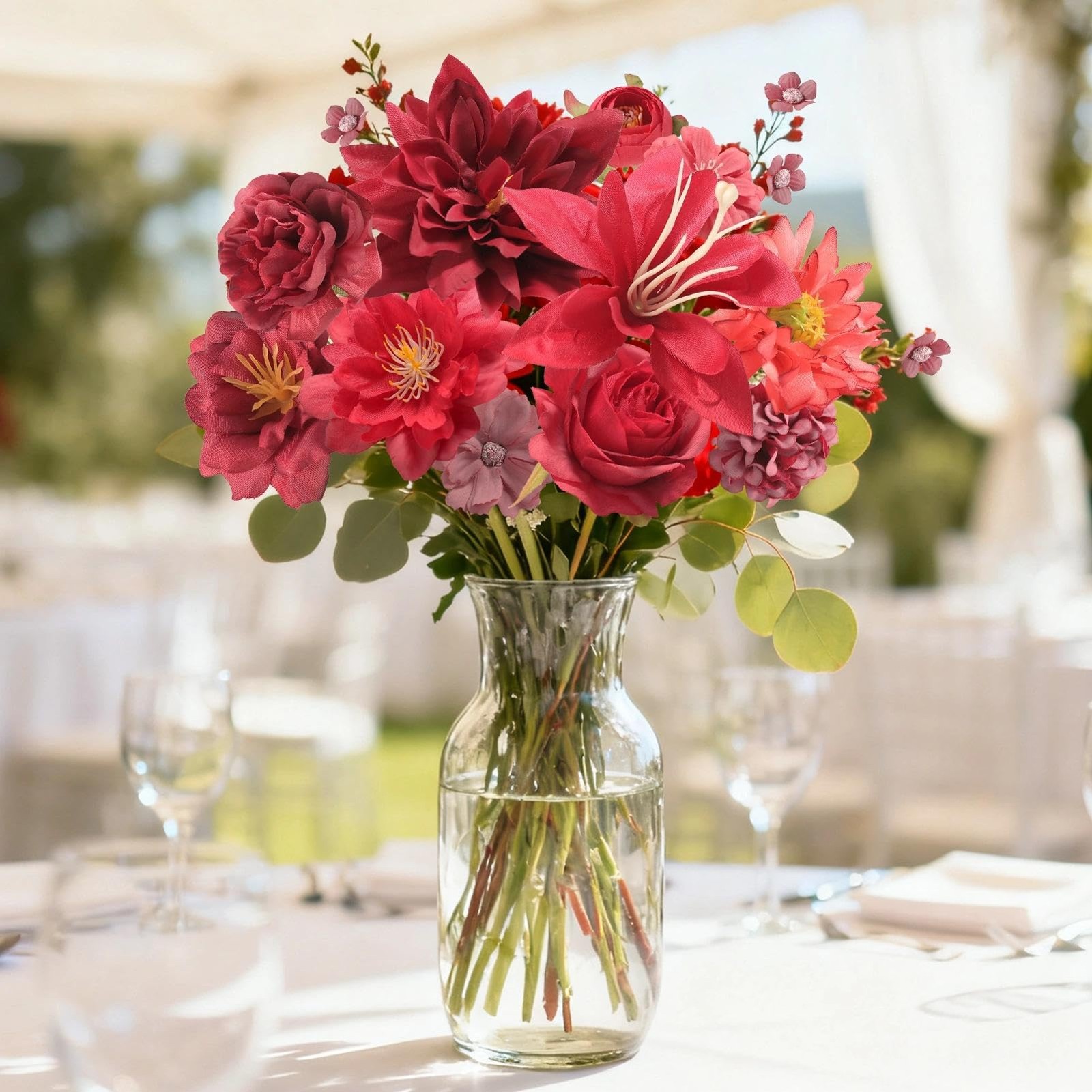 Artificial Flowers Heads Combo Red Flowers Mix Silk Flowers Heads Bulk Faux R…