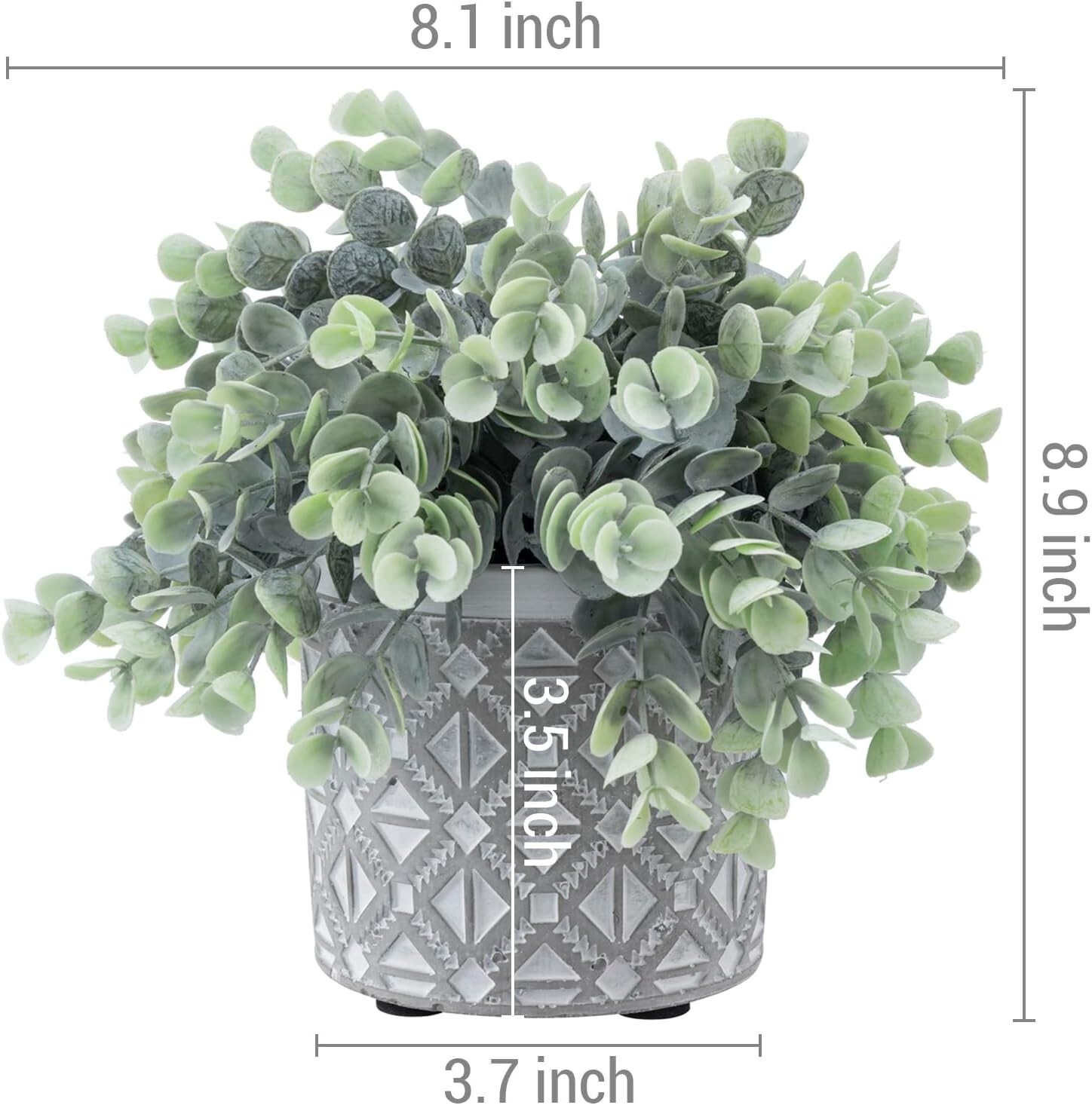 Artificial Planter Pot, Artificial Potted Eucalyptus Boxwood Plant Faux Greenery