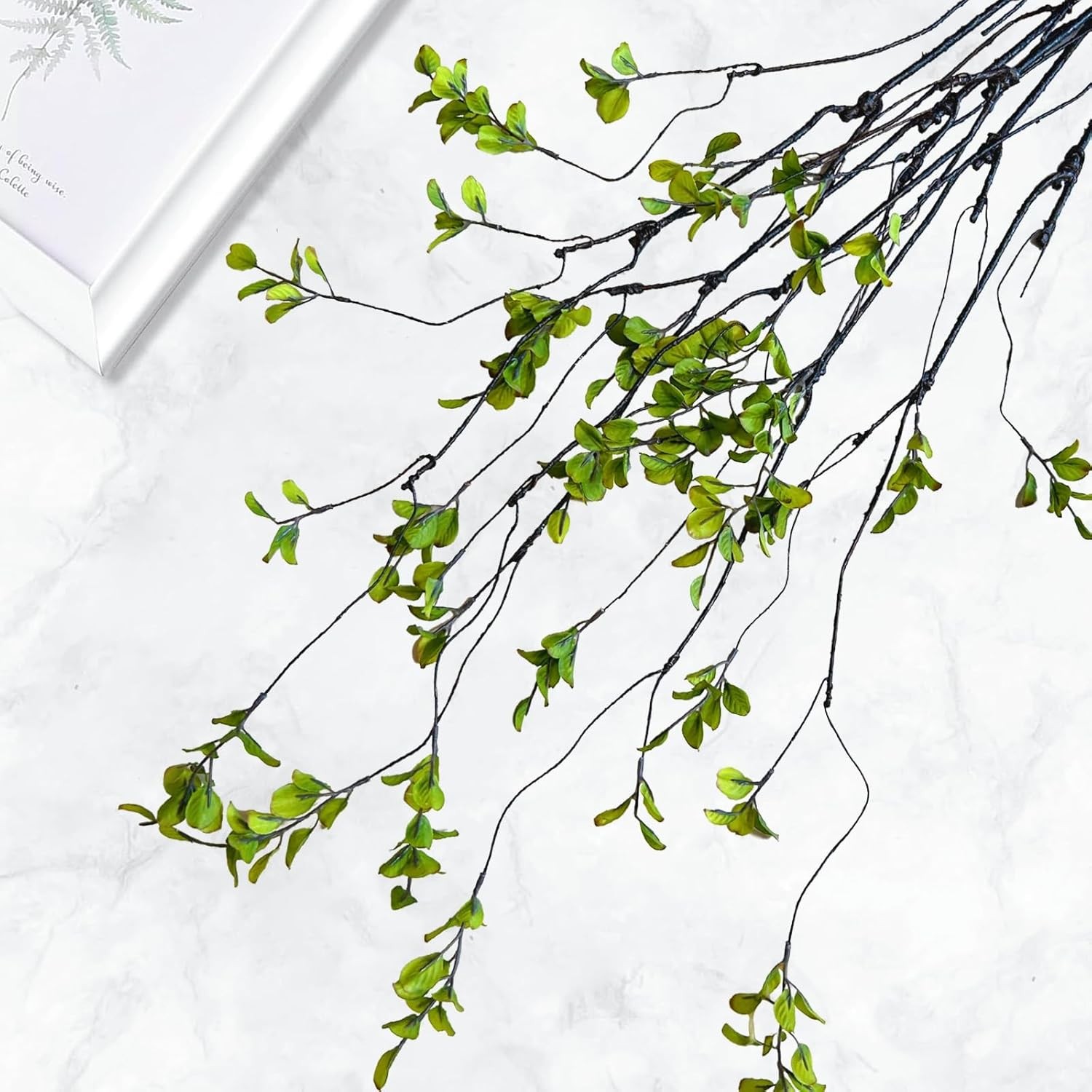 Faux Ficus Branches 4 Pcs Artificial Ficus Stems Eucalyptus Faux Greenery Decor