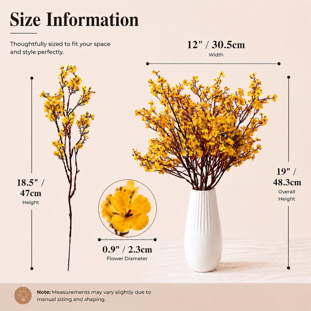 6 Bundles 18.5 Inch Dark Yellow Artificial Babys Breath Silk Gypsophila