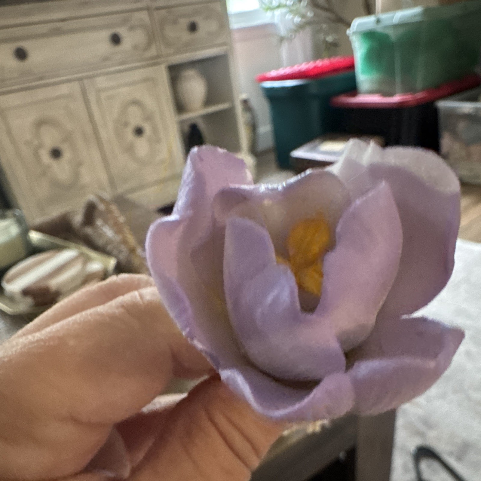 Porcelain Tulip Flower Stem Twigs Decor Purple Pink Yellow Floral