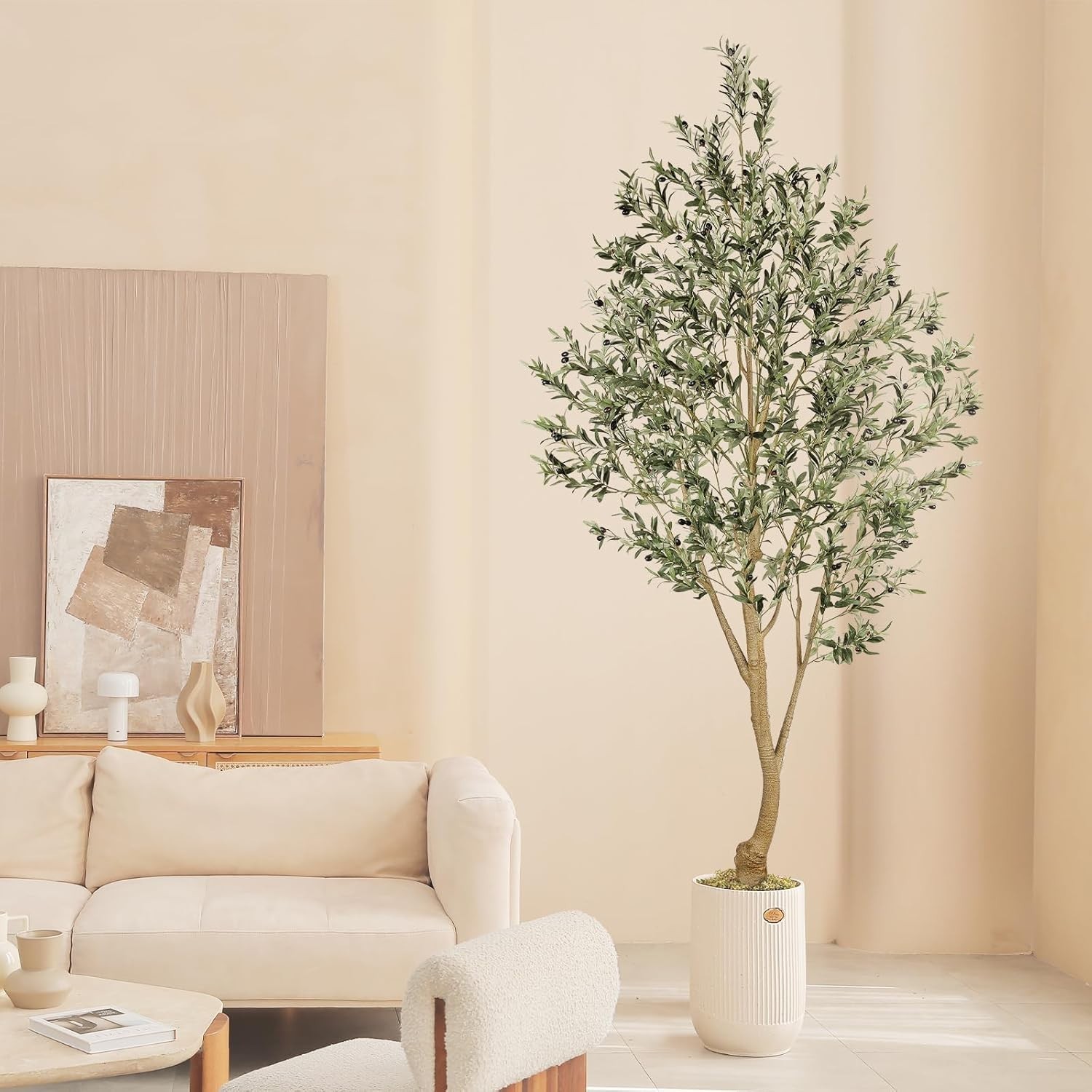 Lifelike 9ft Silk Olive Tree with Bendable Branches – Perfect for Home or Office
