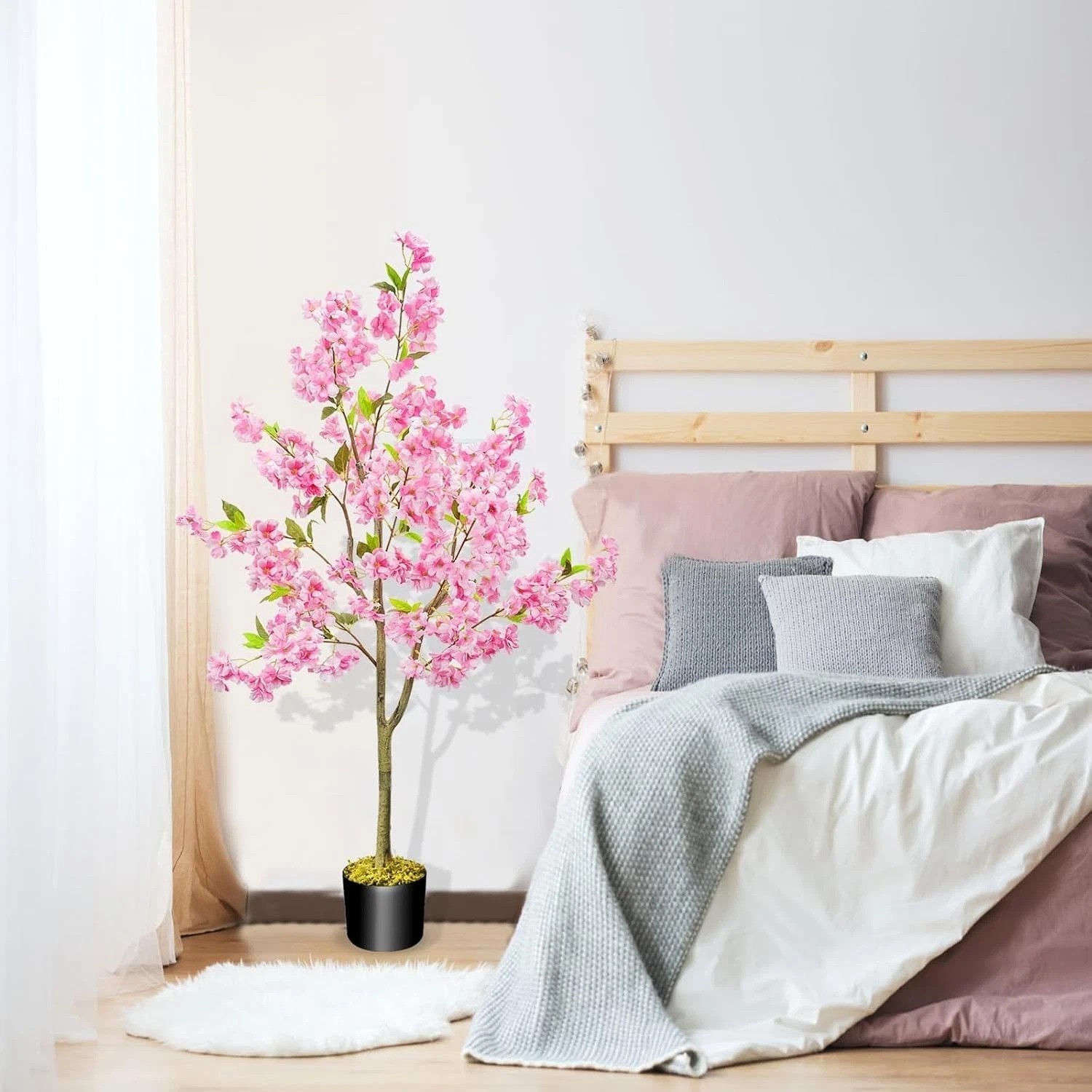 4.1ft Artificial Cherry Blossom Tree Pink Artificial Trees for Outdoors | Sil…