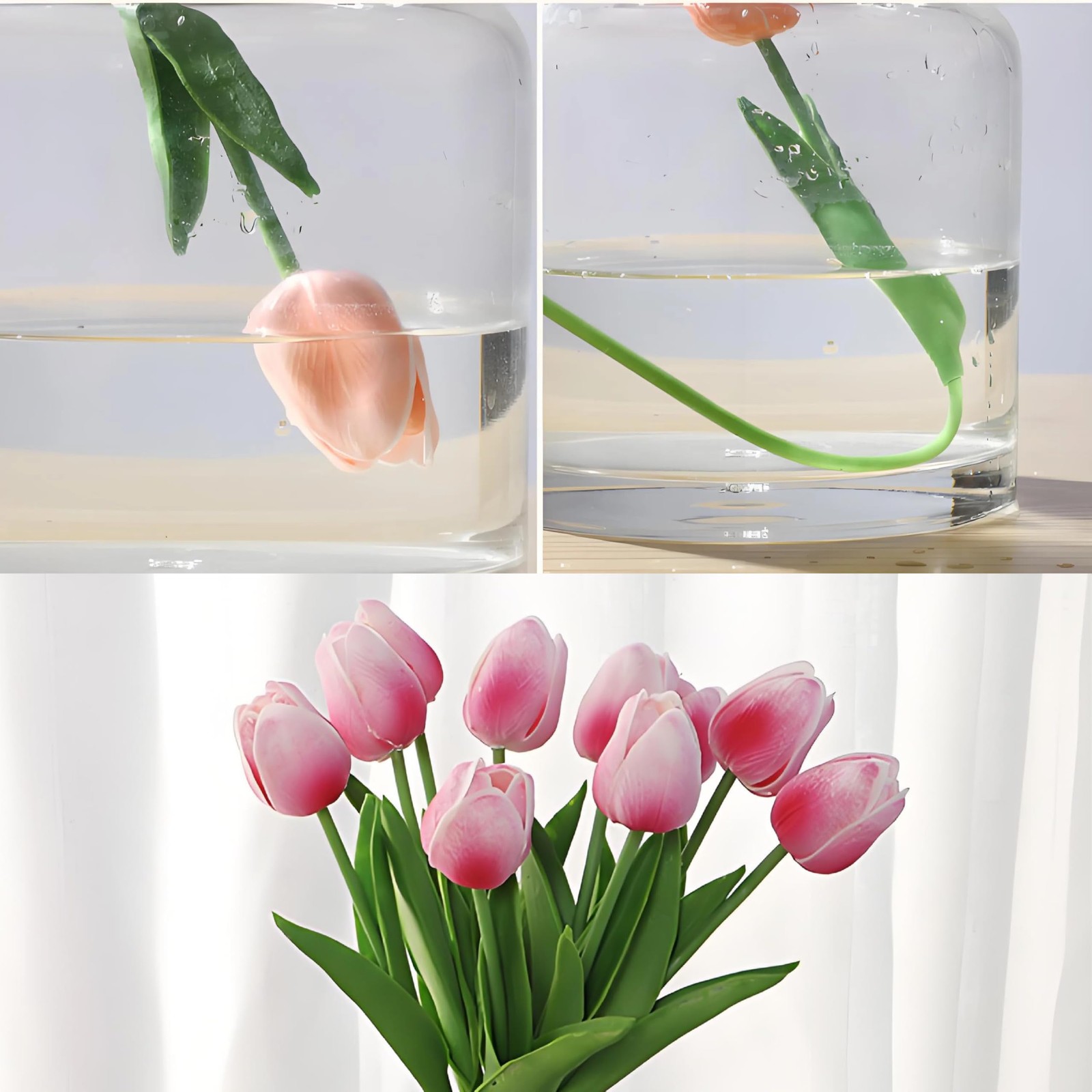 10 PCS White Artificial Fake Tulips 13 Inch Silk Flower Floral Home Decor