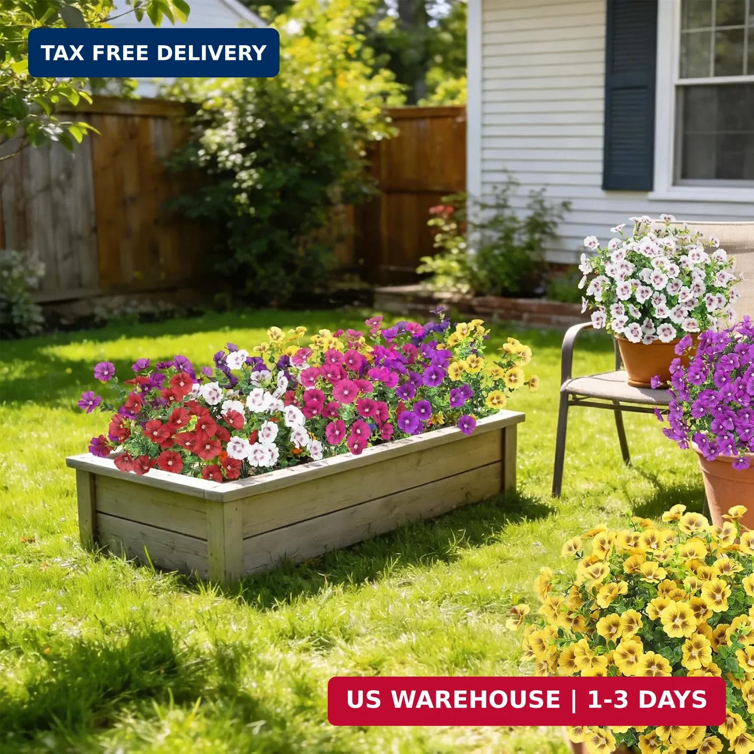 24 Bundles Artificial Flowers for Outdoors Fake Silk Flowers UV Resistant Faux P
