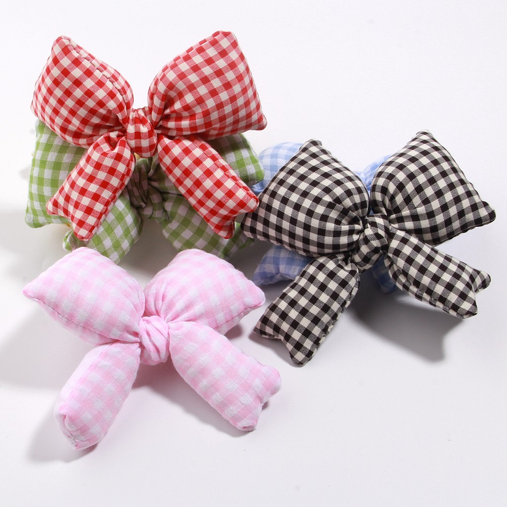 11cm 4.33inch Double Layer Checkered Pattern Butterfly Knot DIY Handmade