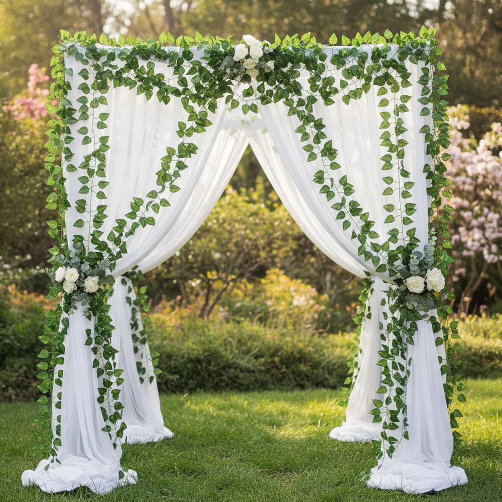 Fake Vines for Room Decor 48pcs Fake Ivy Greenery Garland Wall Decor (Pothos)