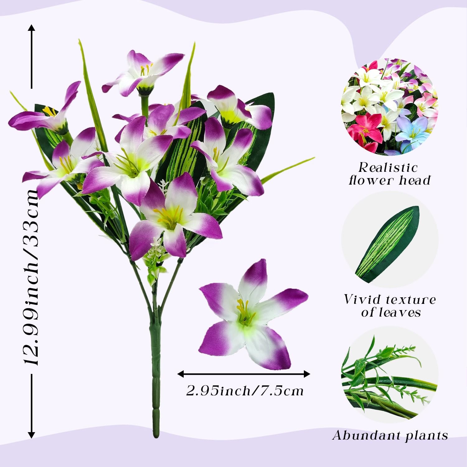 Artificial Fake Flowers for Outdoor Decoration, 8 Bundles UV Resistant Artifi…