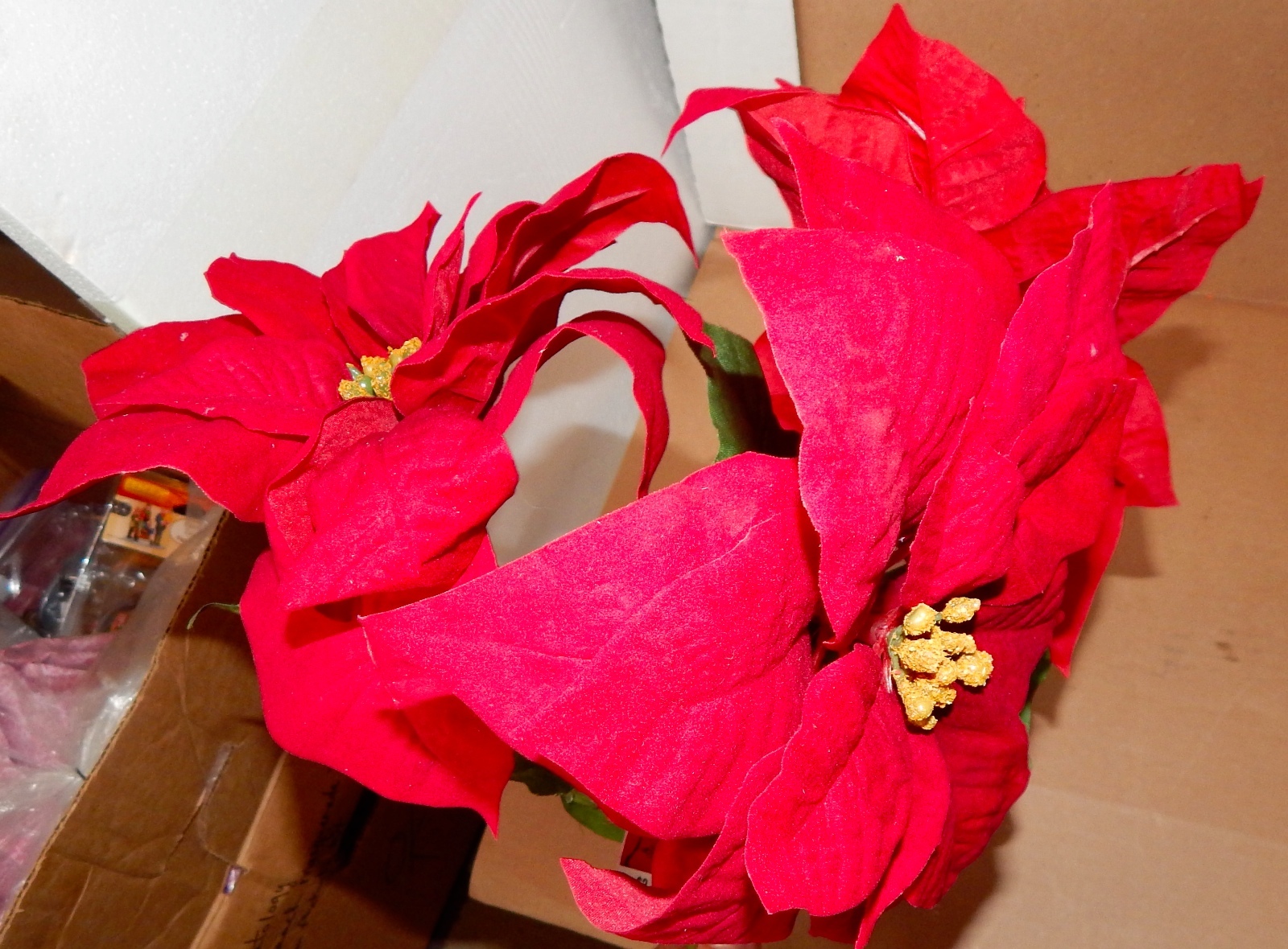 Ashland Fall Hollween & Christmas Decor Stems Red Velvet Flowers 3ea 27″x 8″ 73B