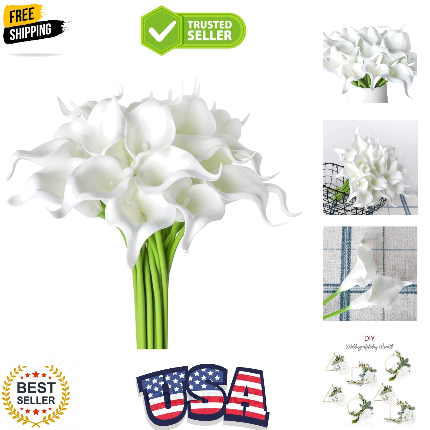 20Pcs Artificial Calla Lily Flower Real Touch Latex Flowers for DIY Wedding B…