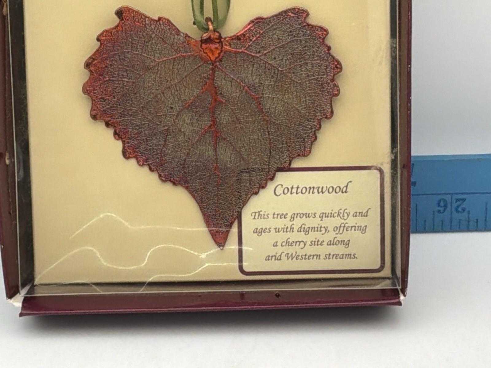 Vintage Cottonwood Leaf Ornament Nature To Treasure Rose Lady w Box
