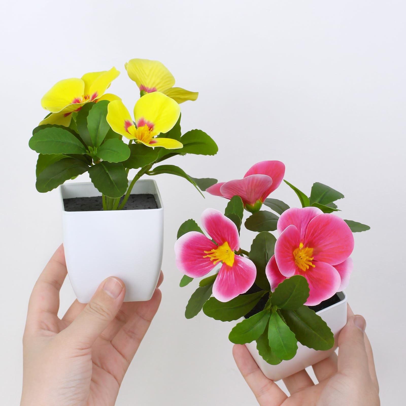 6 PCS 5.9 Inch Artificial Pansy Flowers Pots Mini Fake Plants Decor Greenery