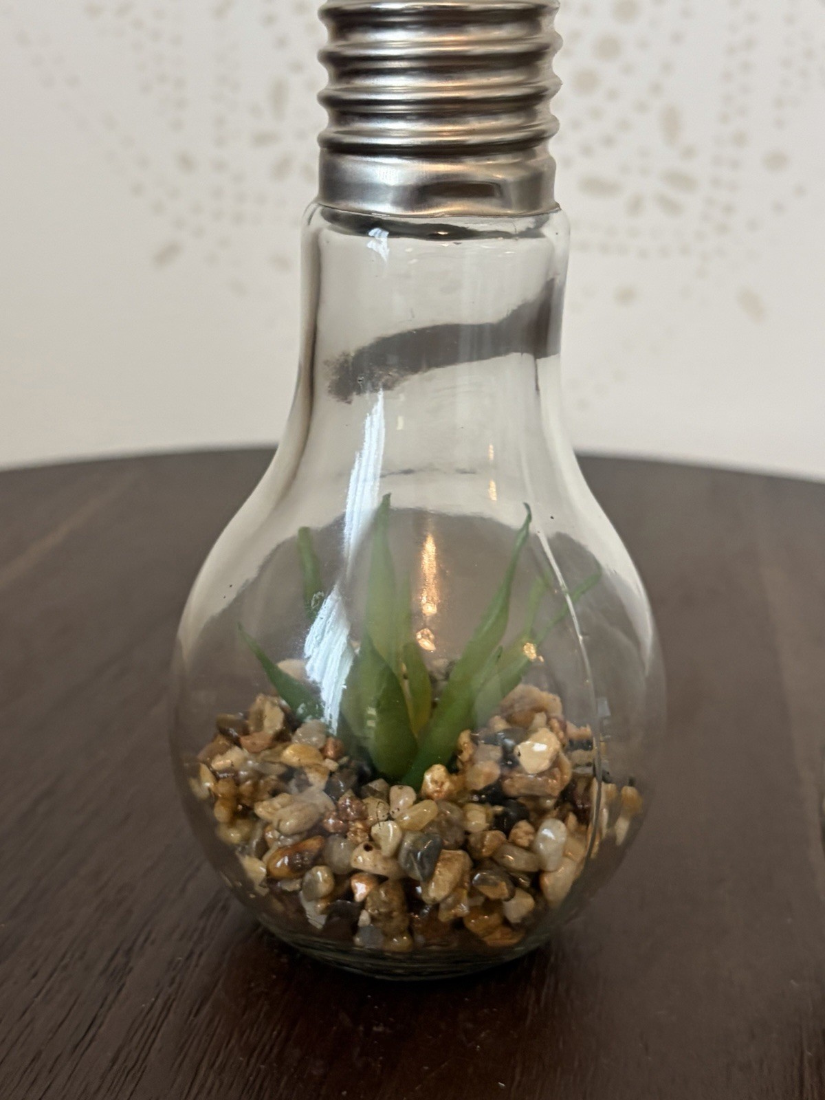Set of 2 Faux Succulent Glass Light Bulb Terrariums 7 Inch Artificial Plants