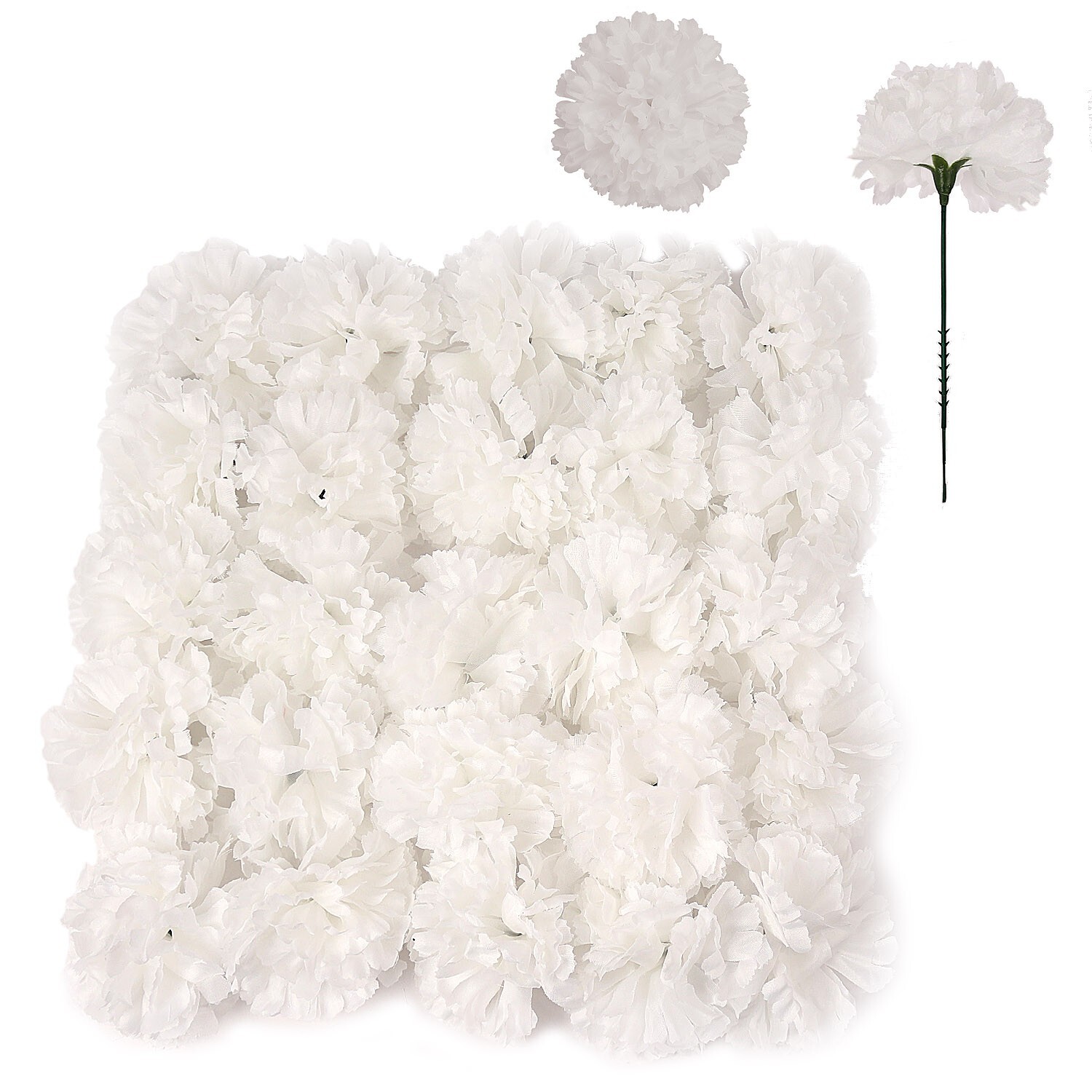 100 White Silk Carnation Picks: 5″ Floral Stems for Events, D?cor