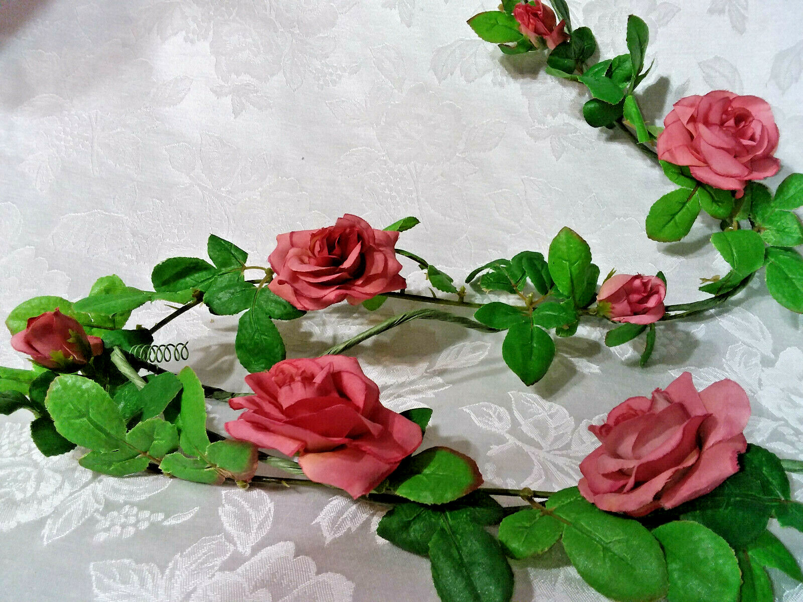 Home Interiors Petite Pink Mauve Wild Rose Garland/Wired/6 Feet Long/ New