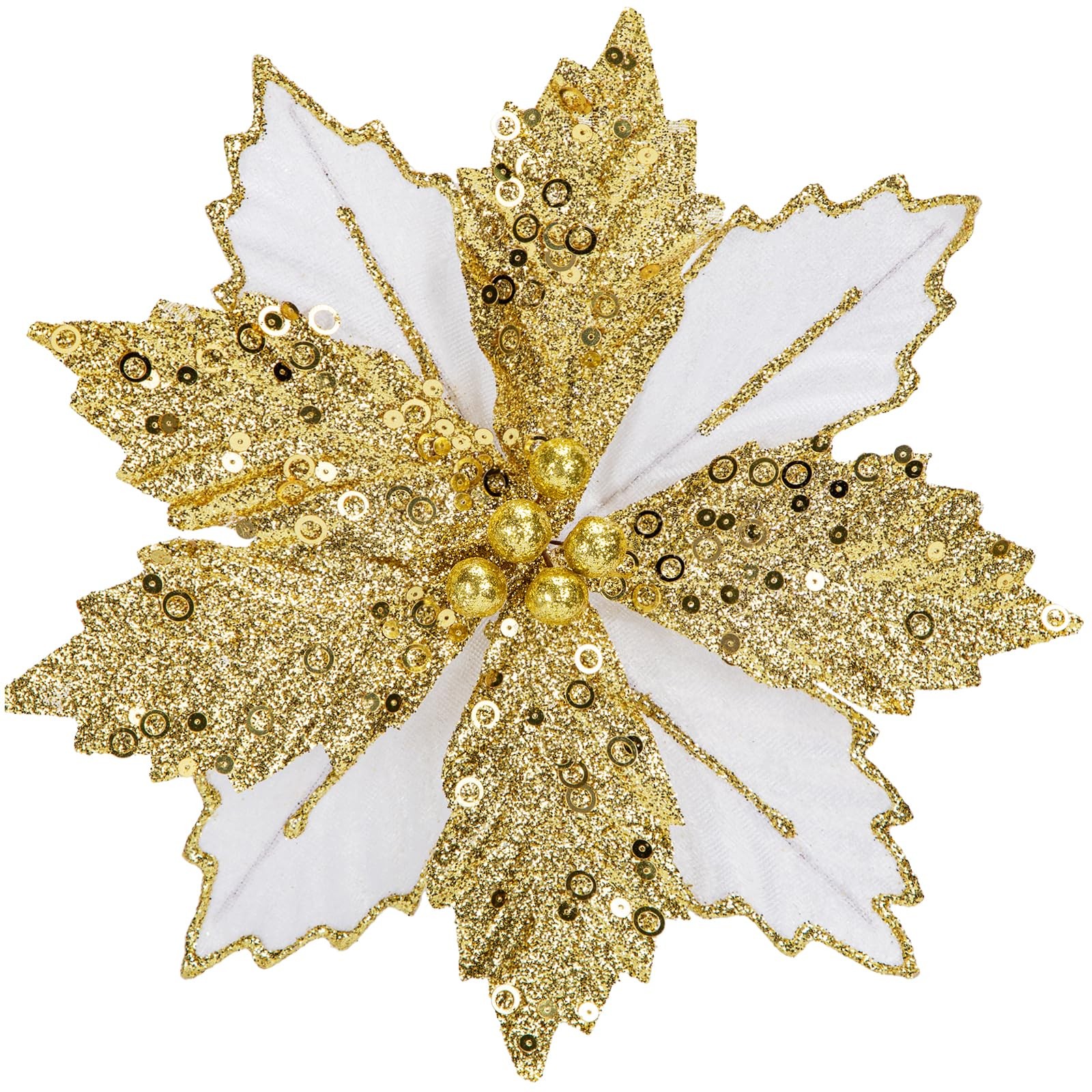 9” Poinsettias Artificial Christmas Flowers 8PCS Silk Christmas Floral Picks…