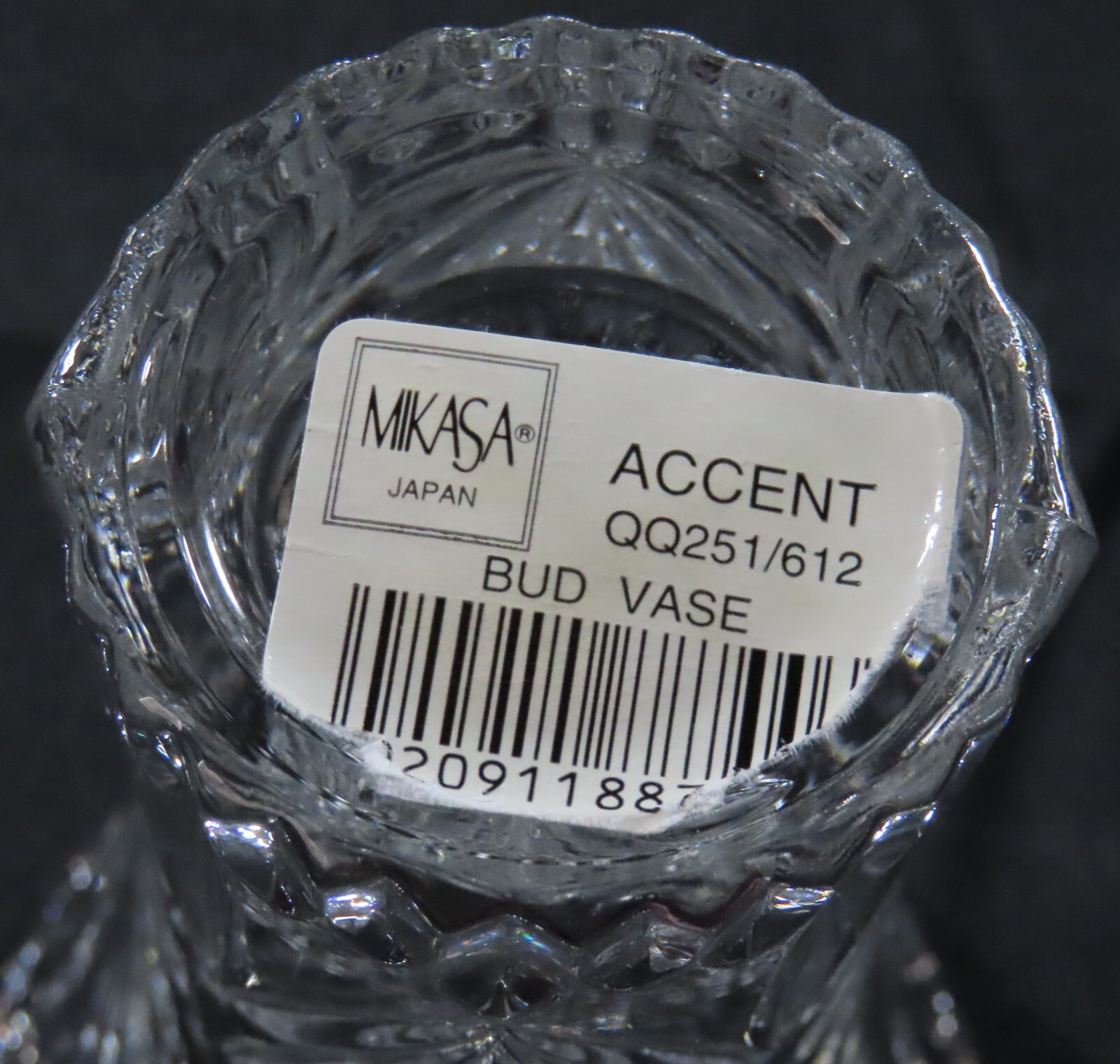 Crystal Flower Bud Vase 5″ Ribbed Mikasa Swirl Oval Mouth Art Deco Excellent