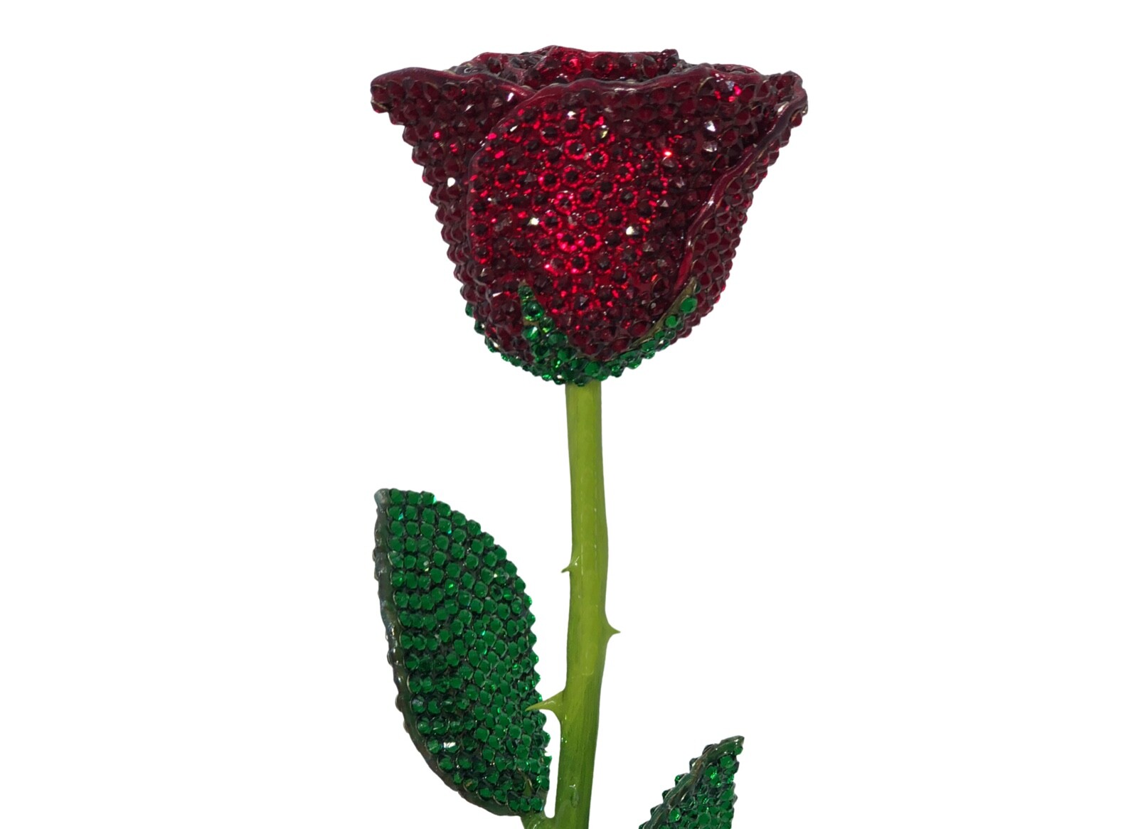 Bling Preserved Rose AUSTRIAN CRYSTAL Red Bedazzled Real Gold Trim Dipped Custom