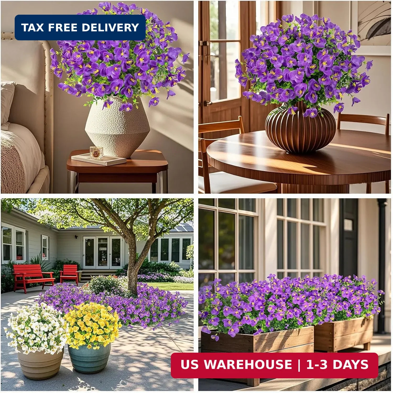 16 Bundles Artificial Flowers for Outdoors Decoration, Fake Pansy Flowers UV Res