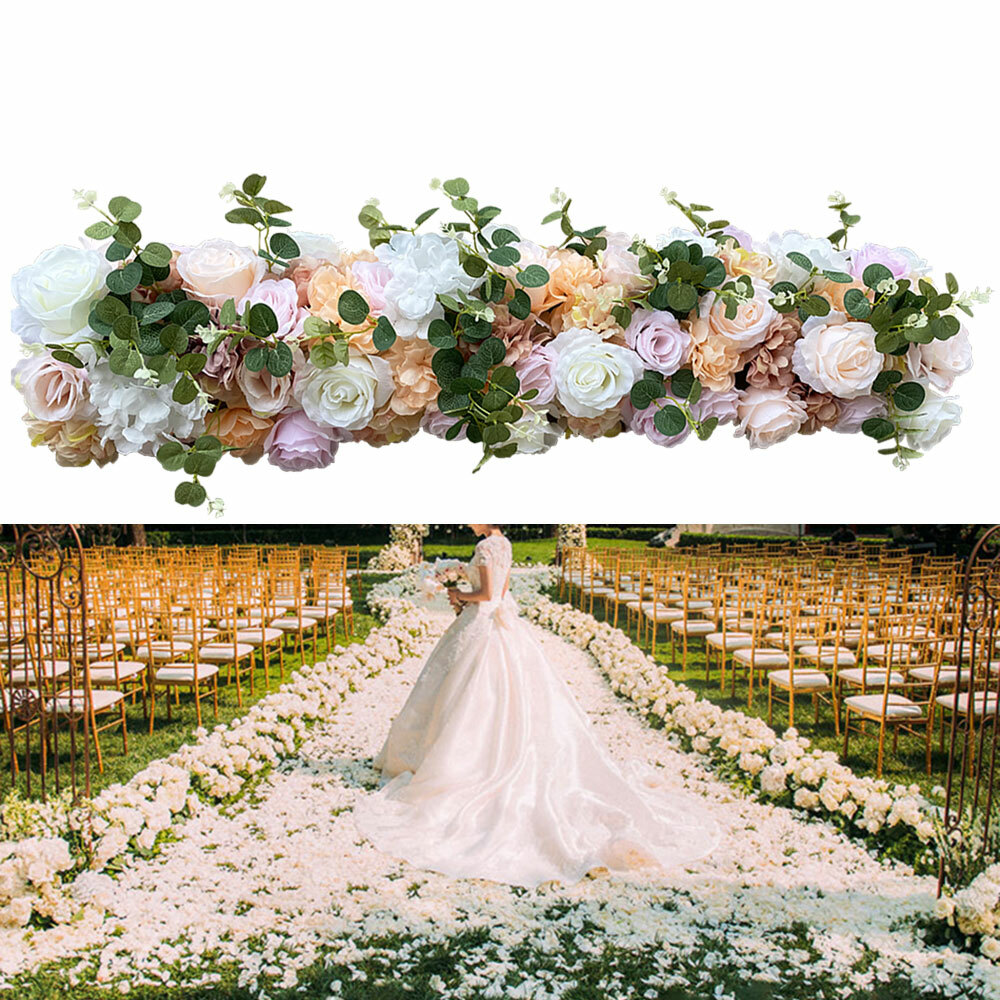 Artificial Flower Row Wedding Arch Flowers Draping Floral Garland Silk Vines New