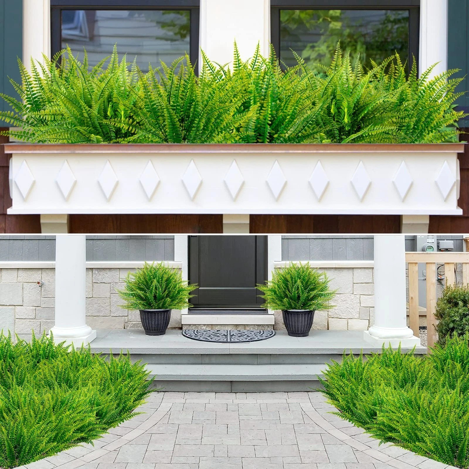 Decor 12 Bundles Artificial Boston Ferns Artificial Plants Outdoor Greenery St